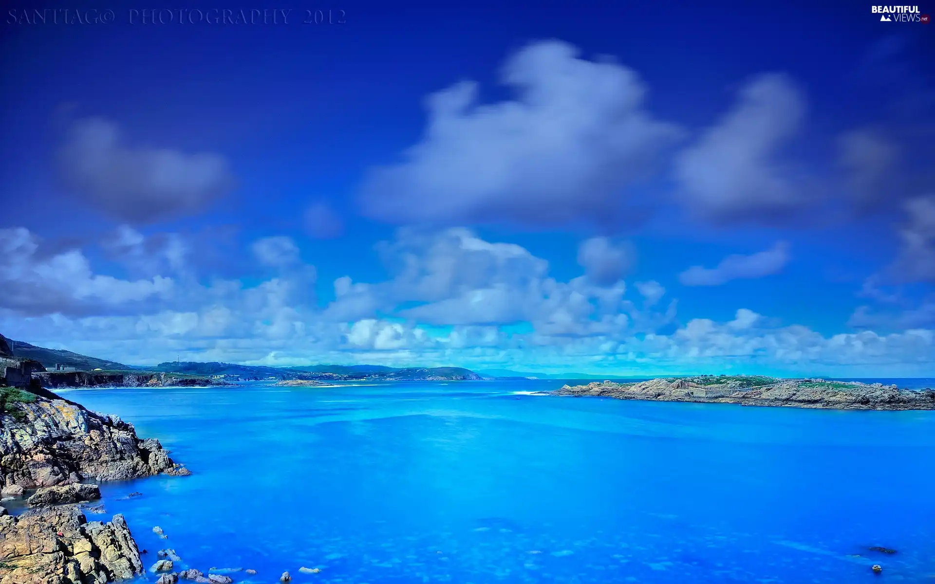 Sky, Stones rocks, sea, Mountains