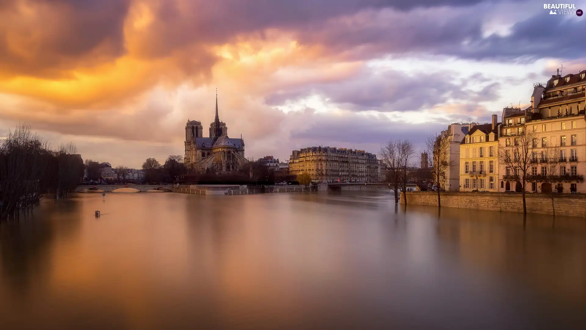 Paris, France, Cathedral Notre Dame, Houses, River Seine