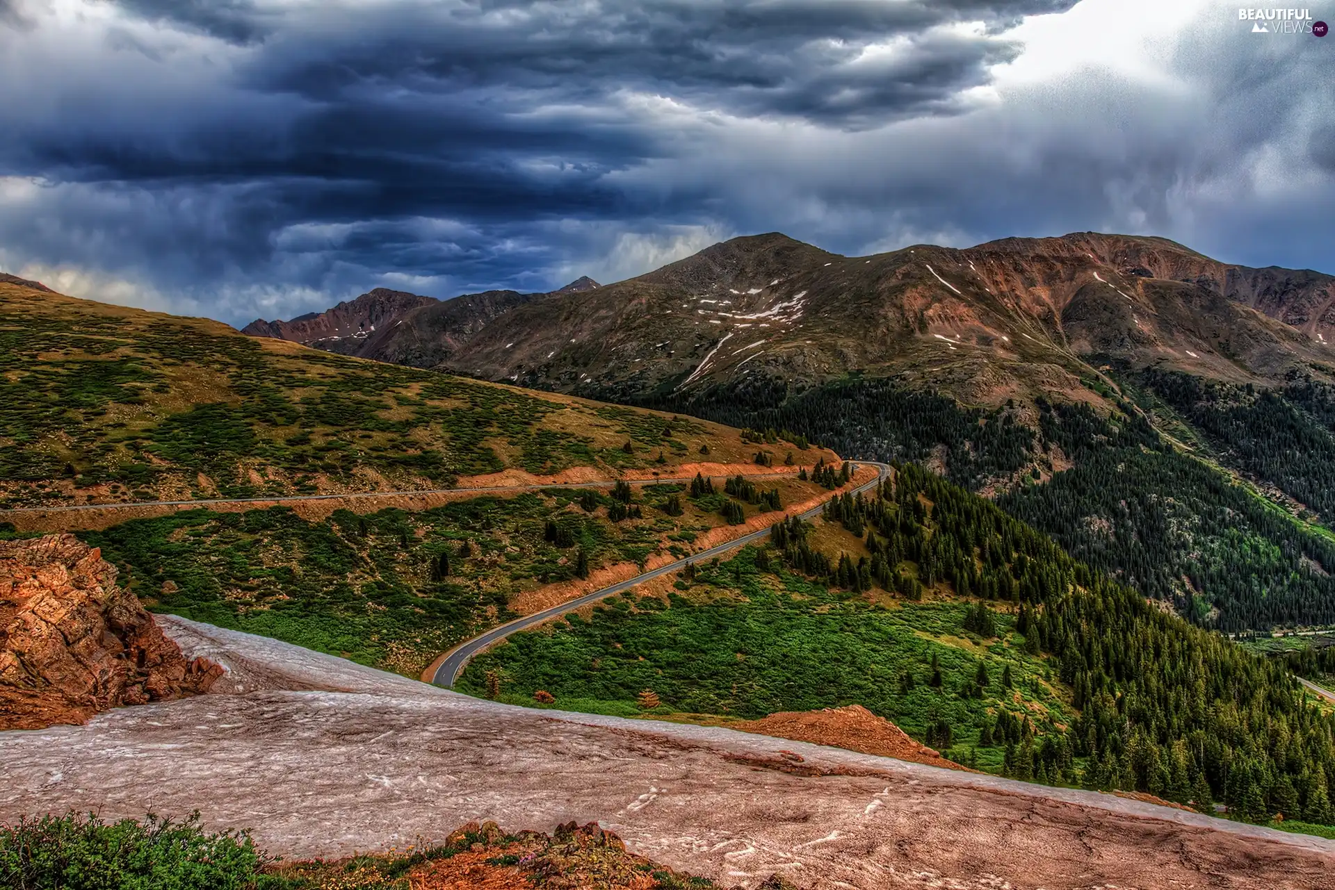 serpentine, Mountains, roads