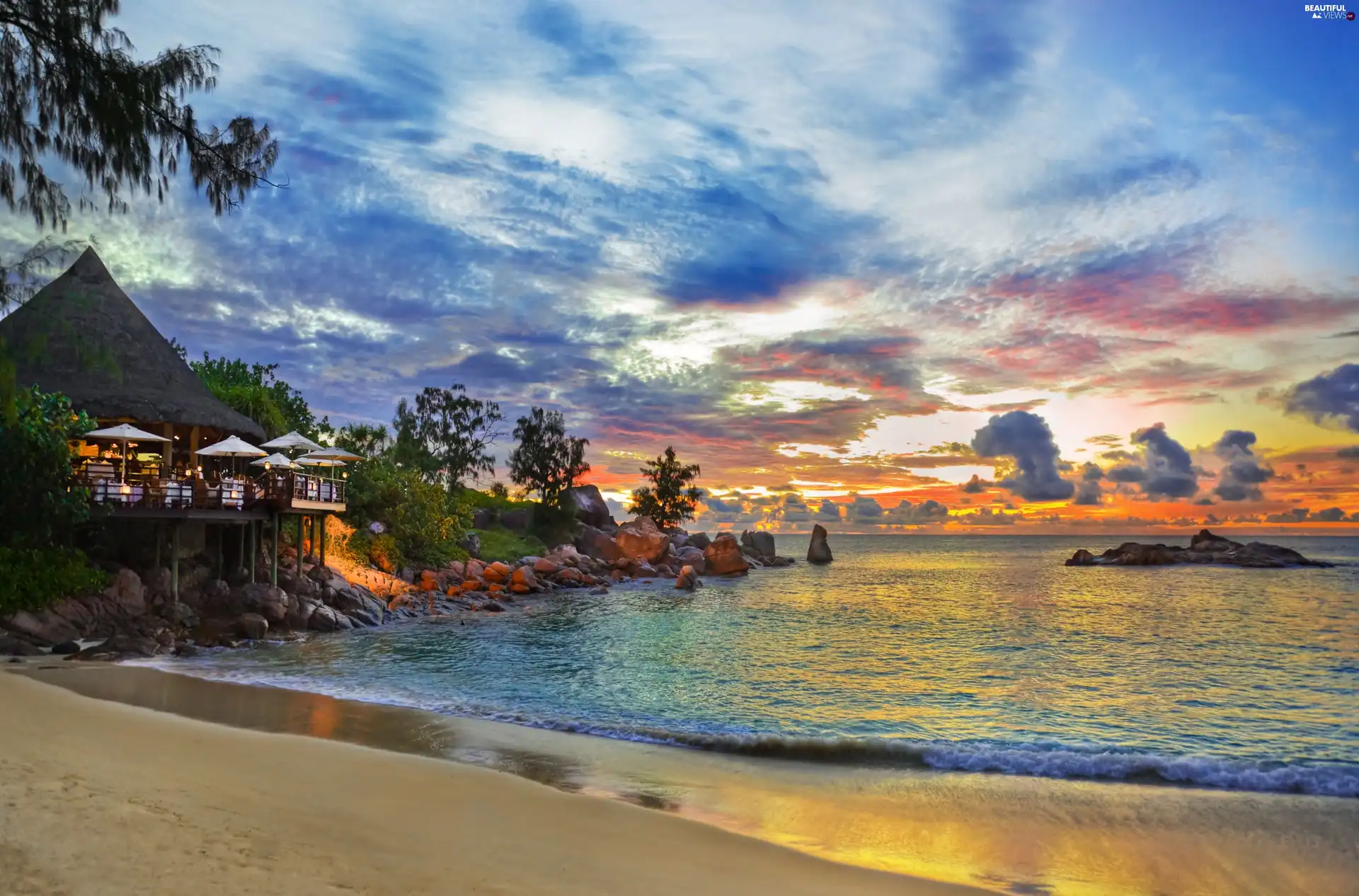 sea, Restaurant, Seychelles, Beaches