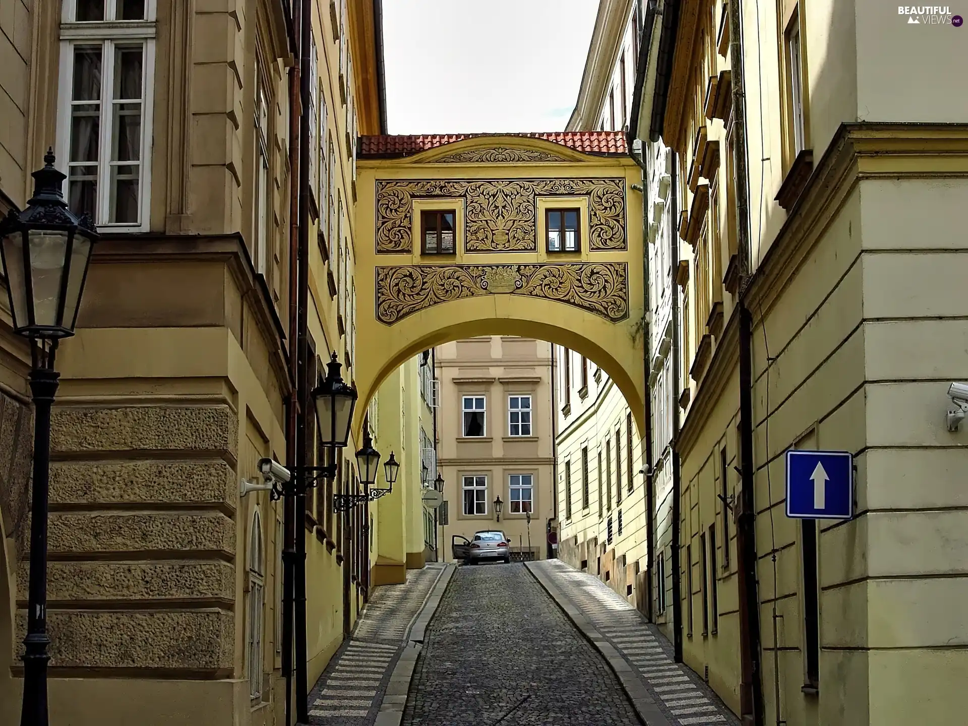 Prague, Houses, Sights, alley