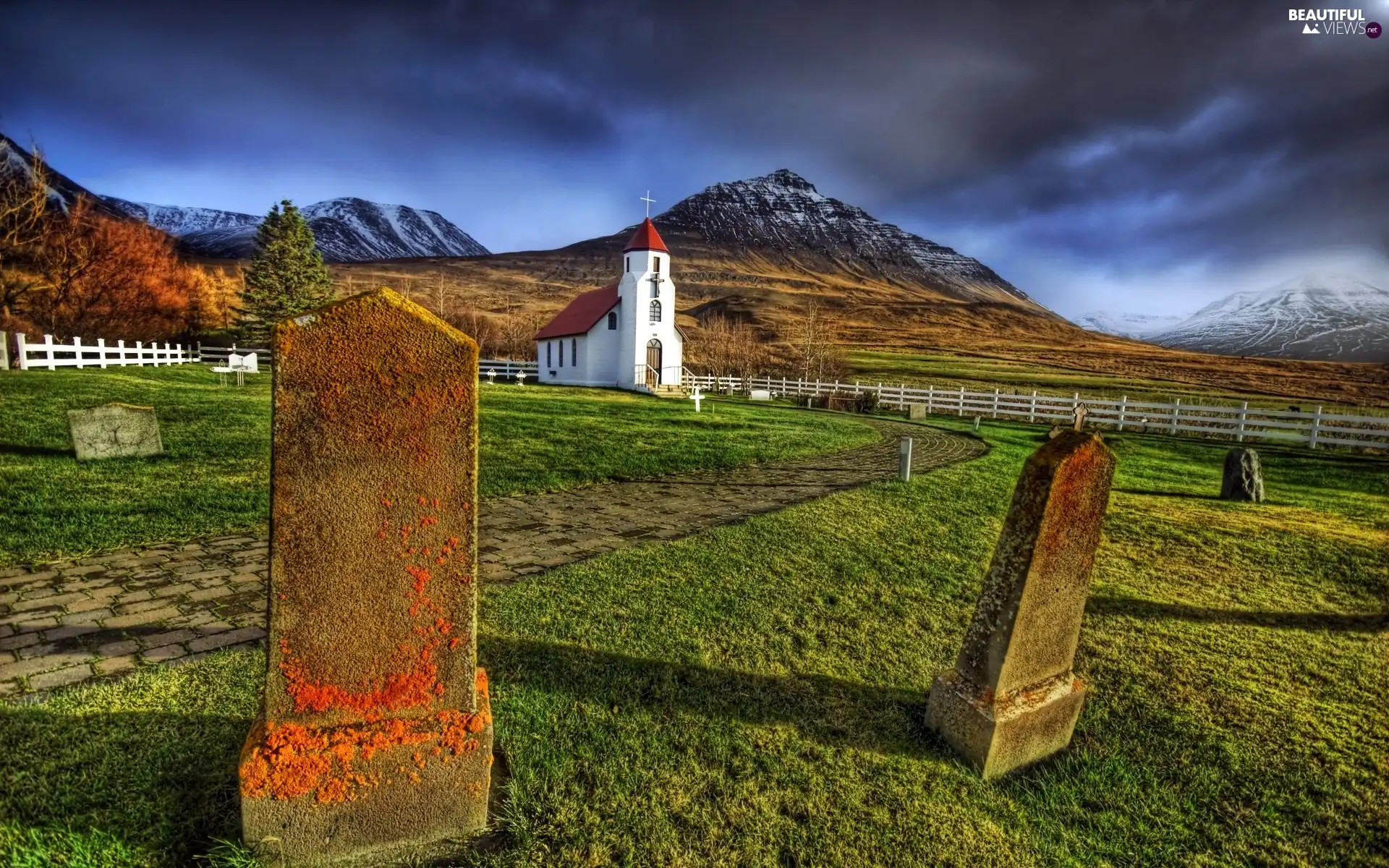 Church, Clouds, Sky, Mountains