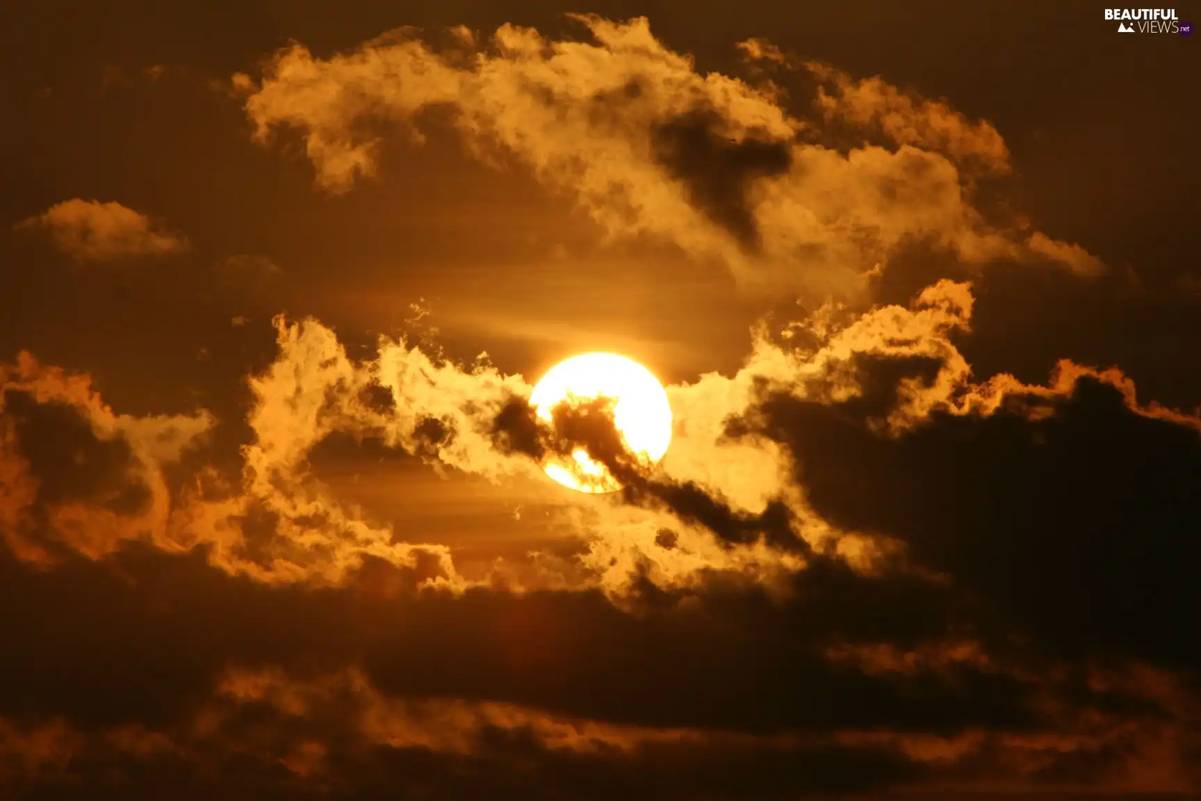 clouds, rays, Sky, sun