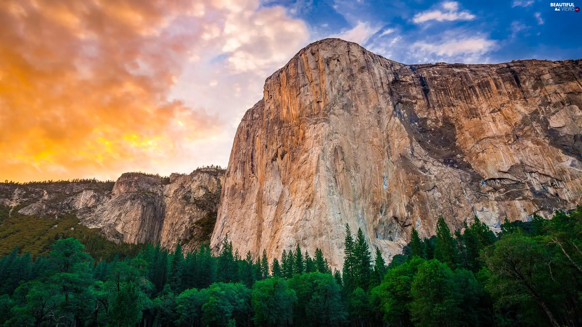 Yosemite National Park, The United States, woods, clouds, Mountains, State of California