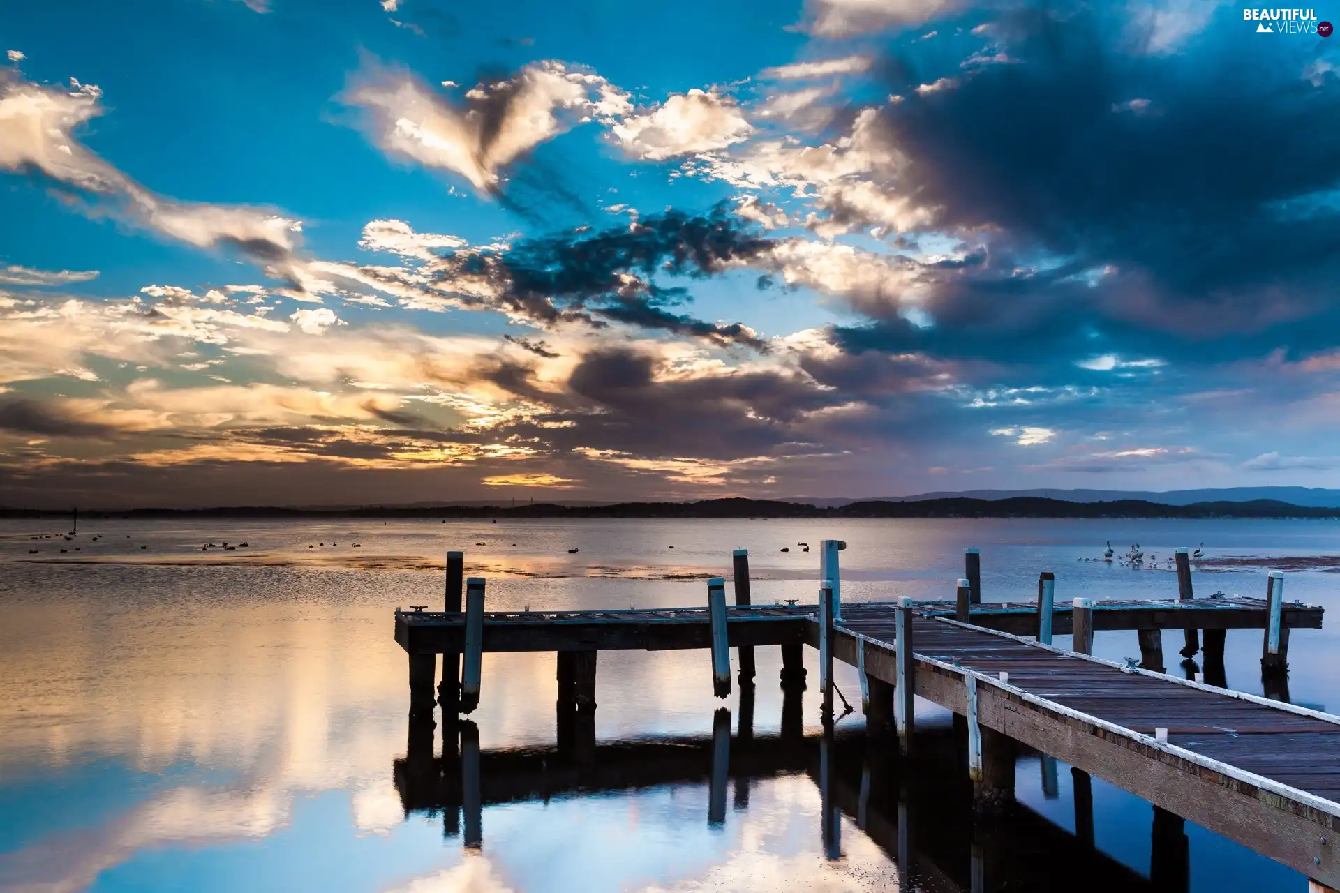 Lake Clouds Sky Pier Beautiful Views Wallpapers 1920x1280