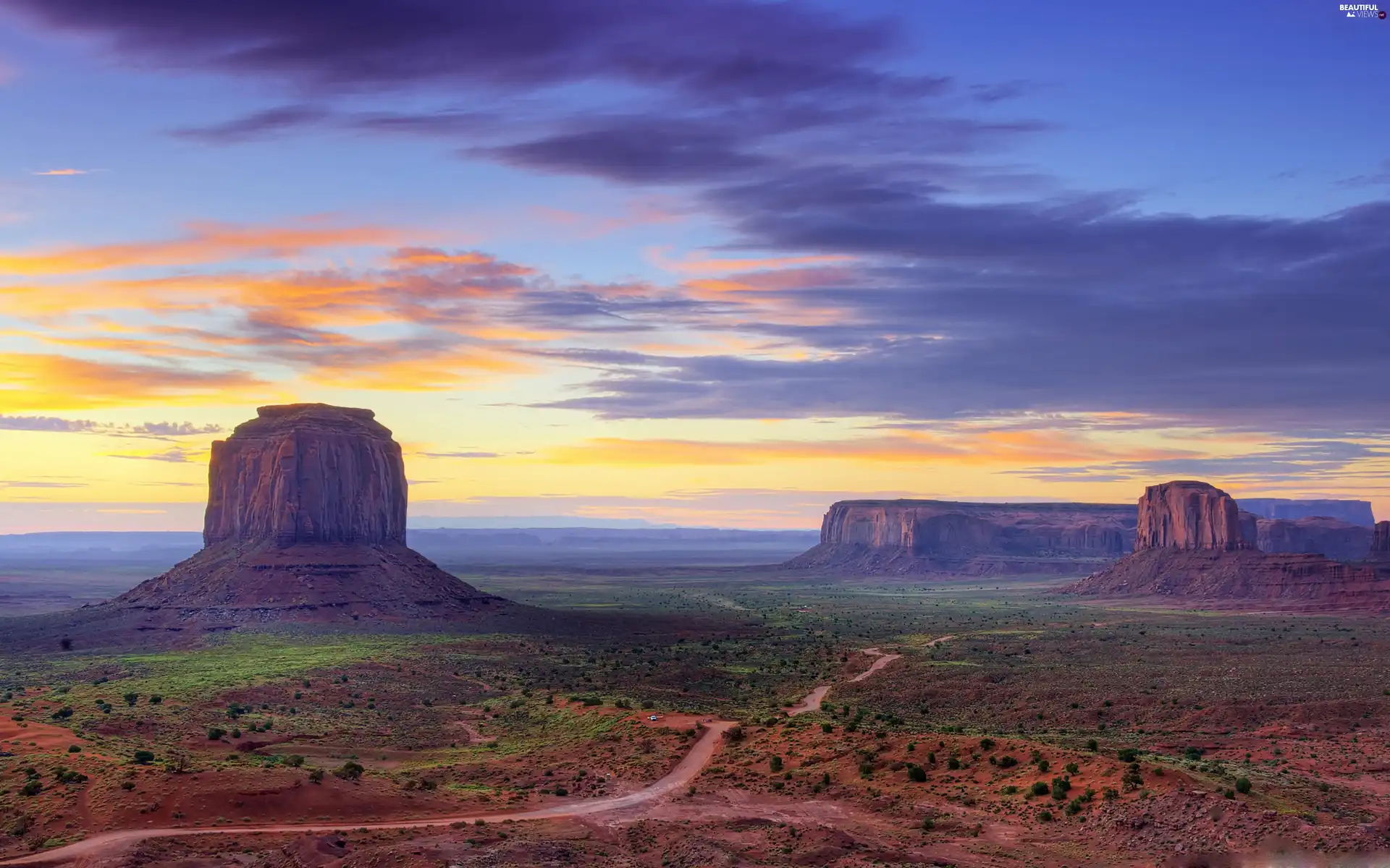 Sky, canyon, Mountains