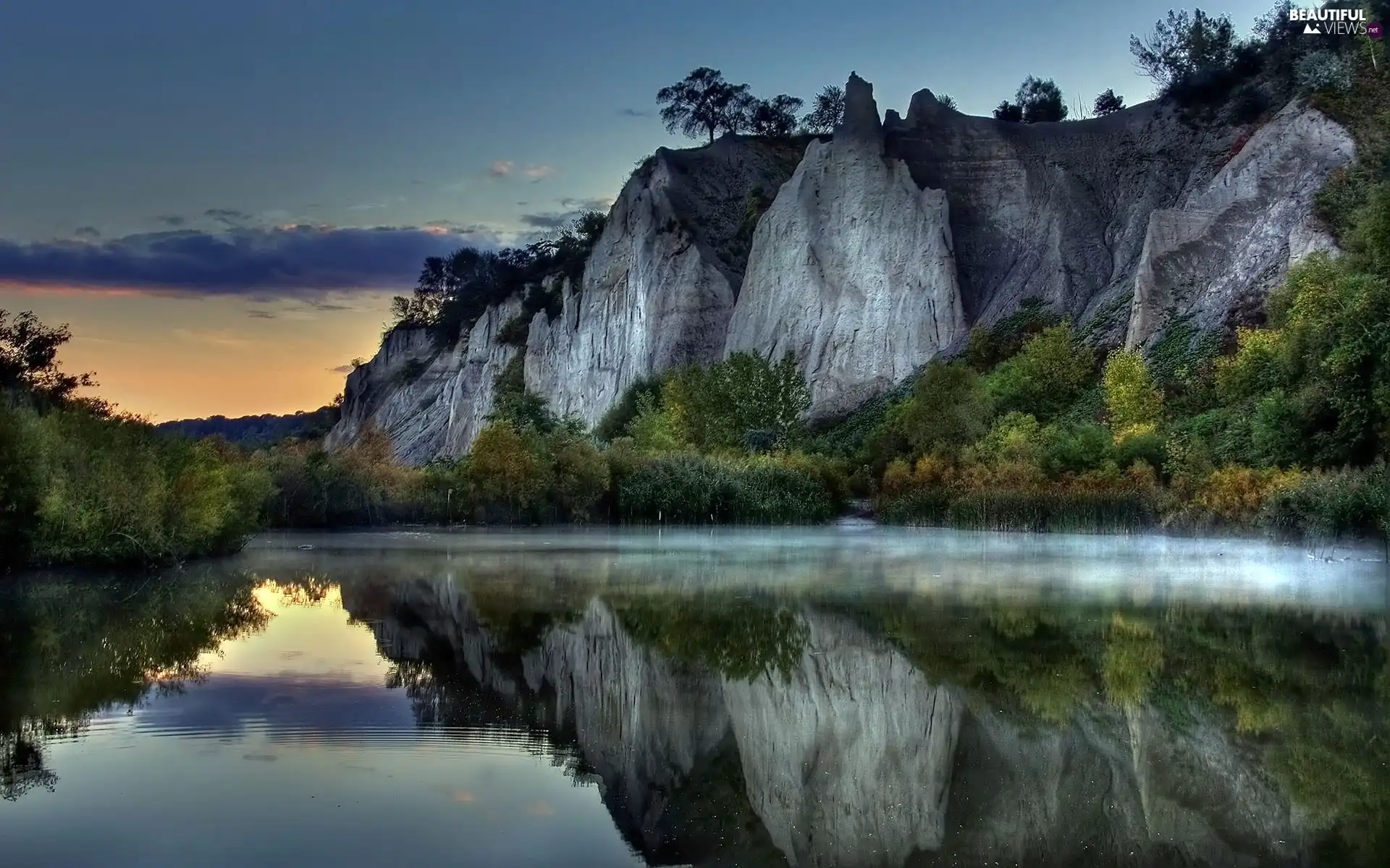 Sky, lake, Mountains