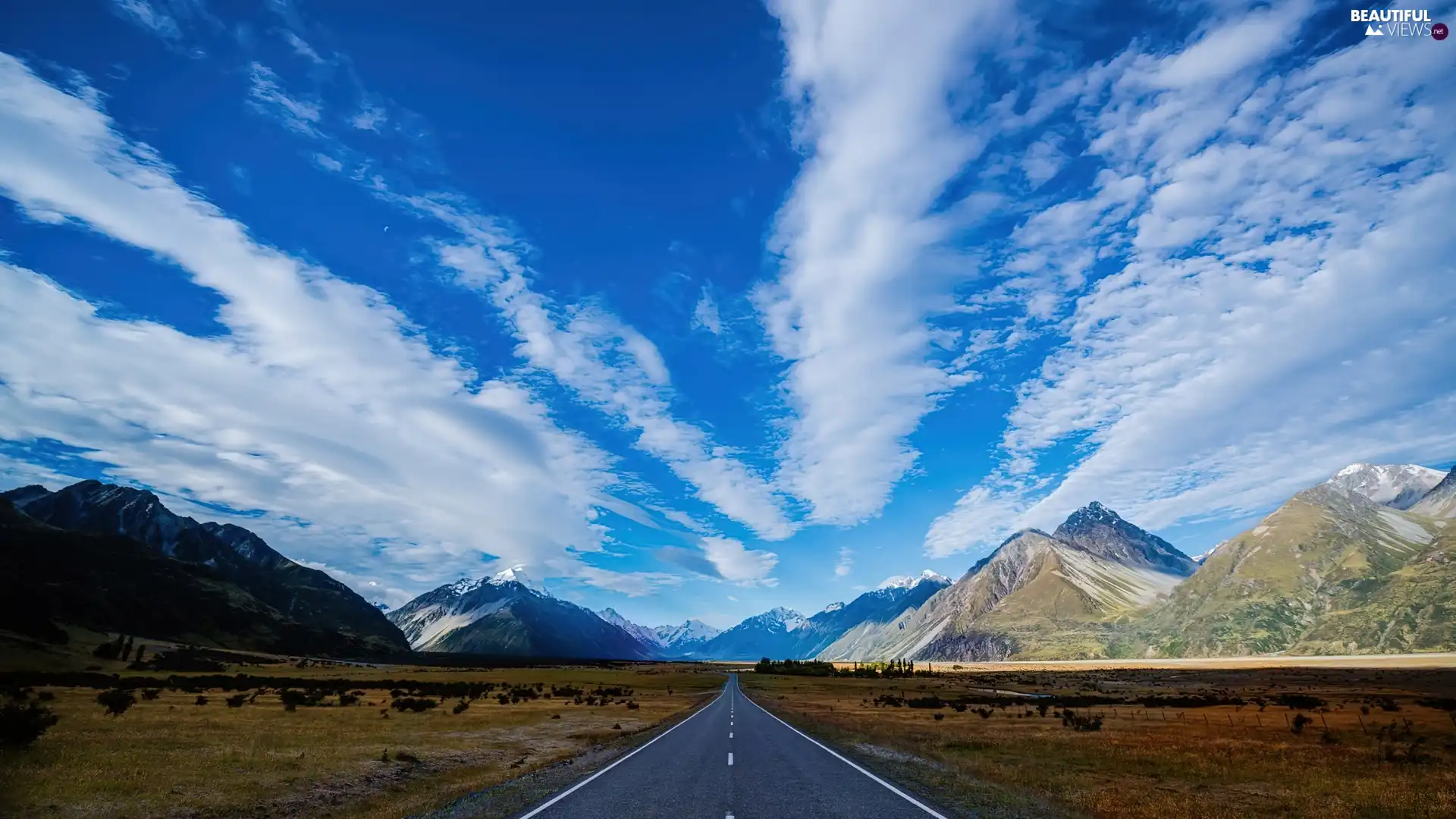 Sky, Way, Mountains