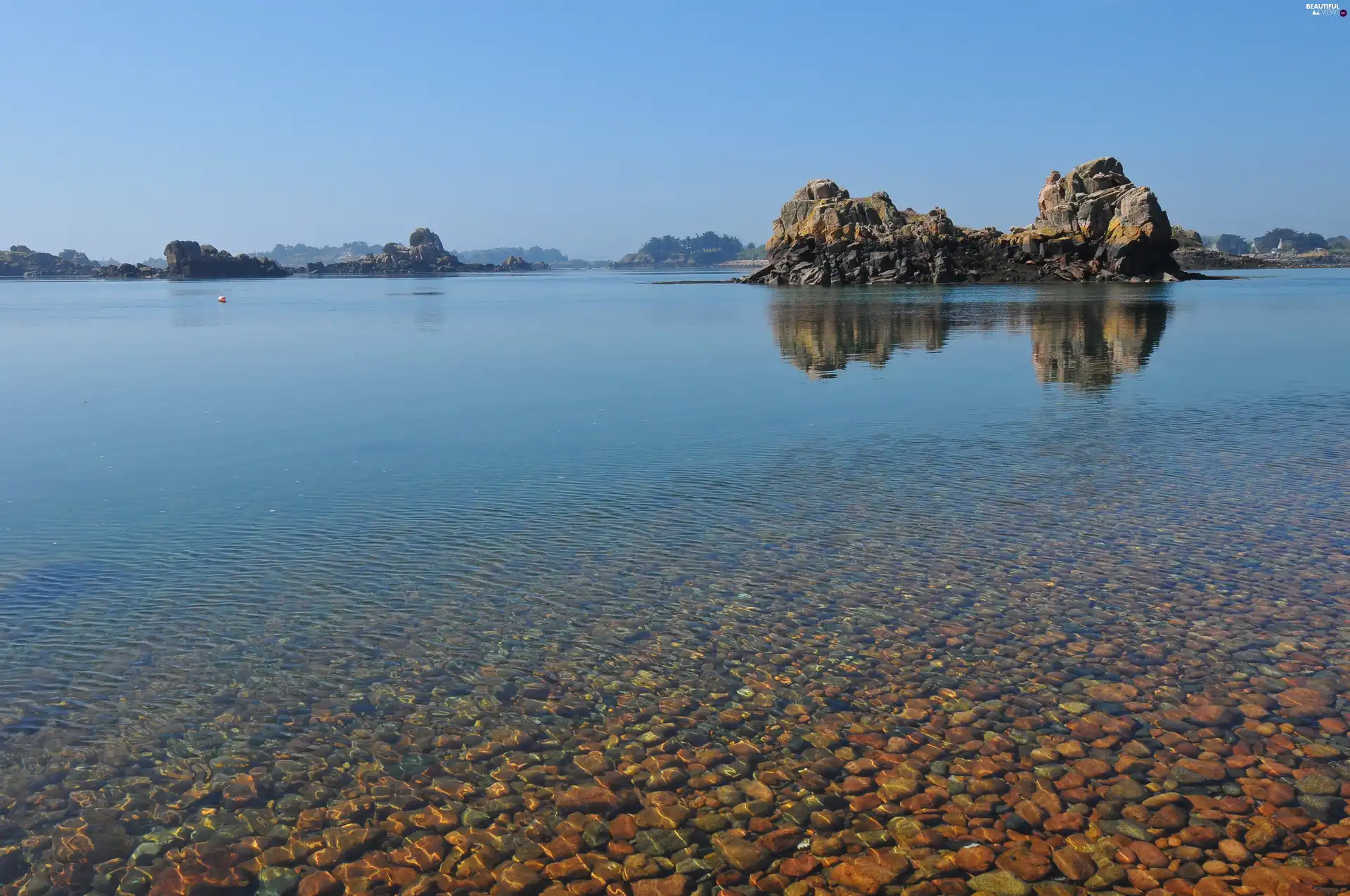 Pure, Stones, Sky, water