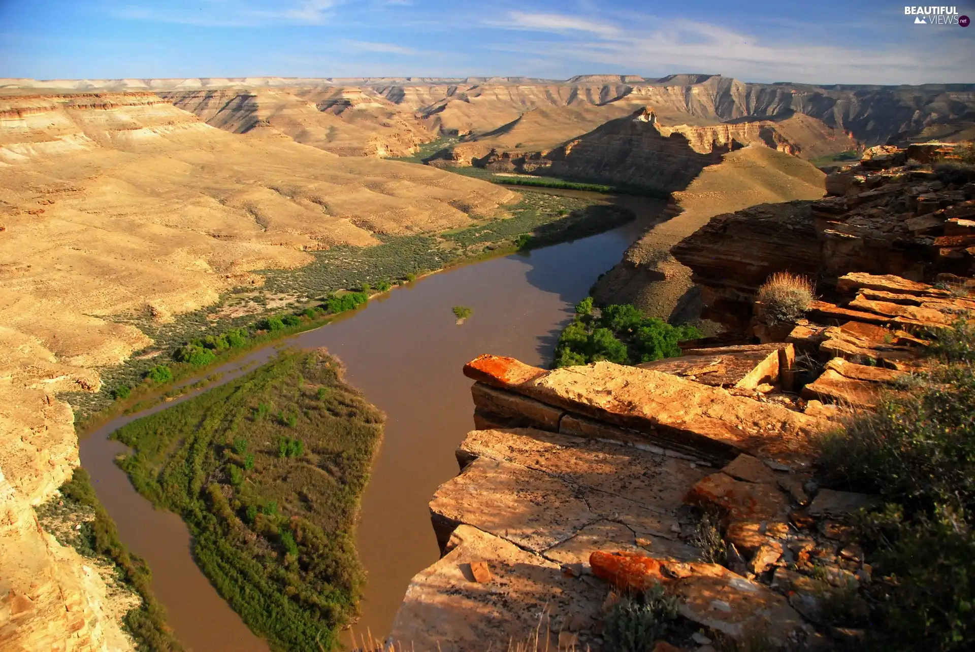 River, The Hills, Sky, rocks