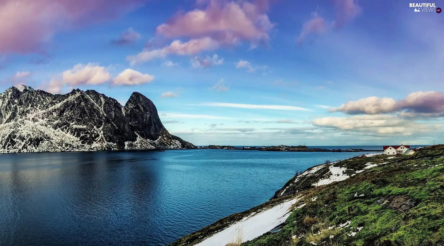 Sky, lake, rocks