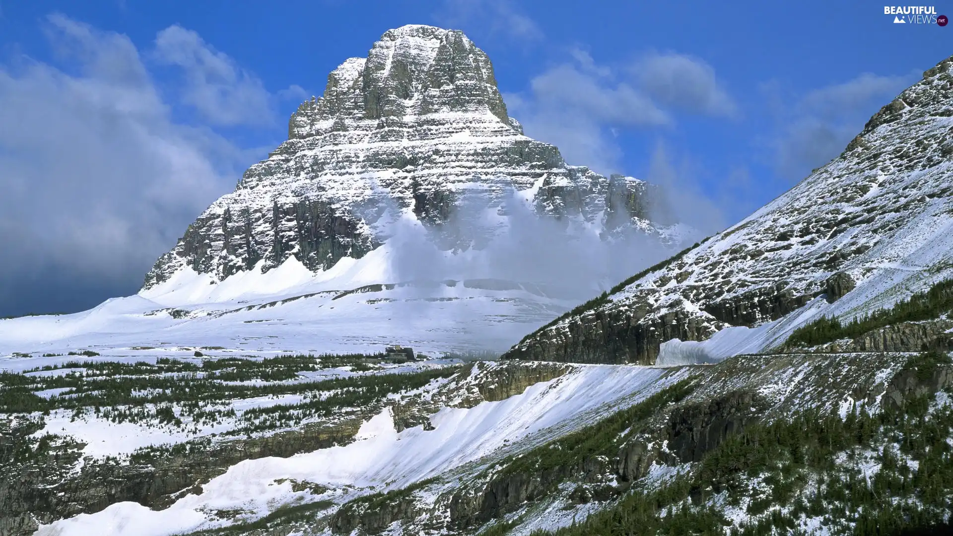 Sky, Mountains, snow