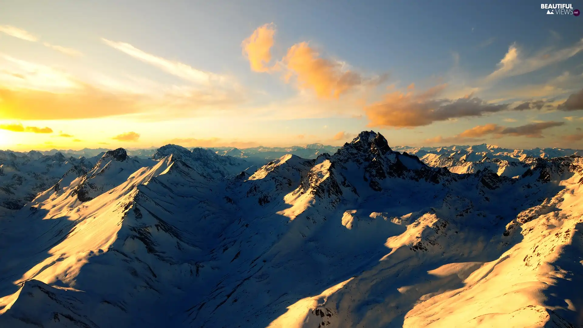 Sky, Mountains, snow