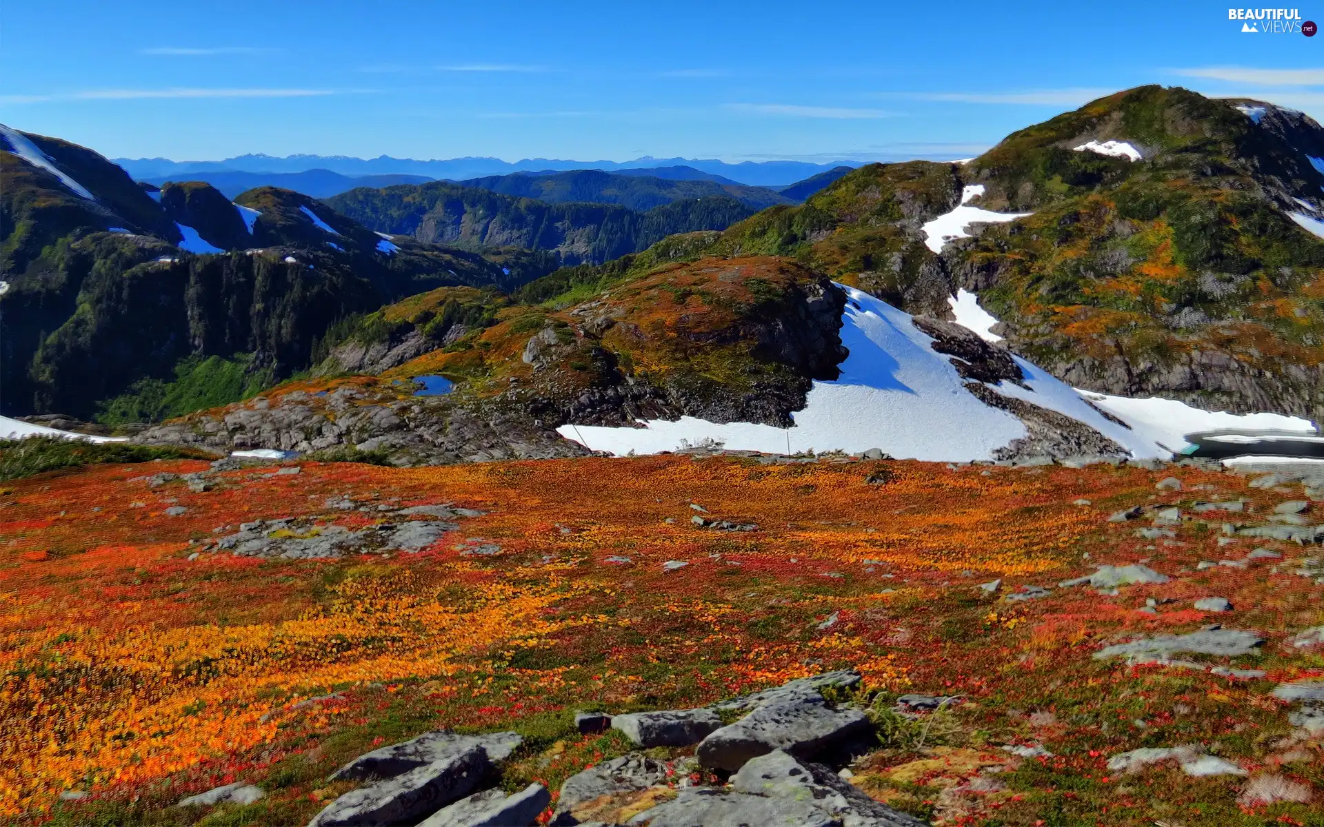 Sky, Mountains, snow