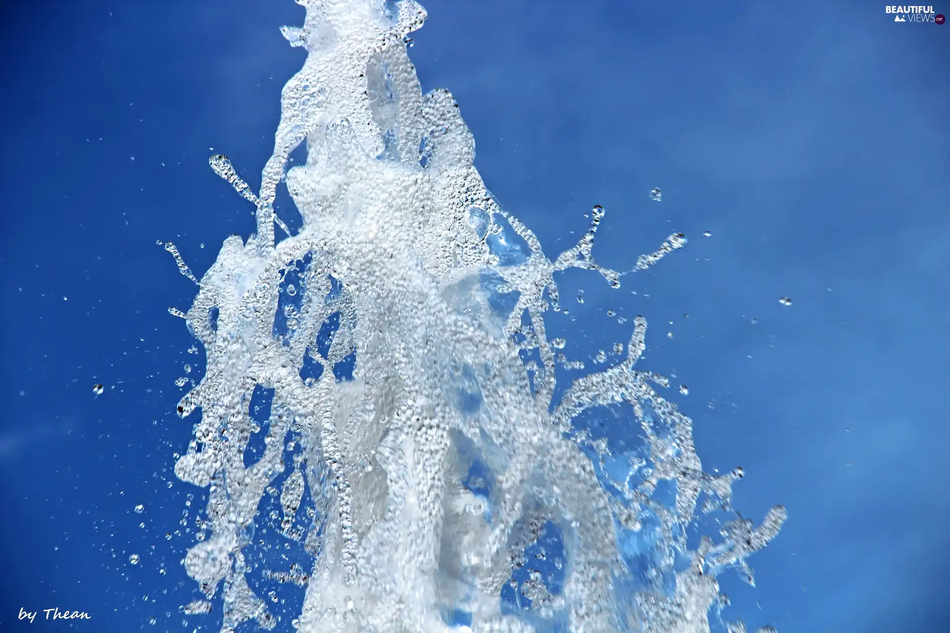 splashed, blue, Sky, water