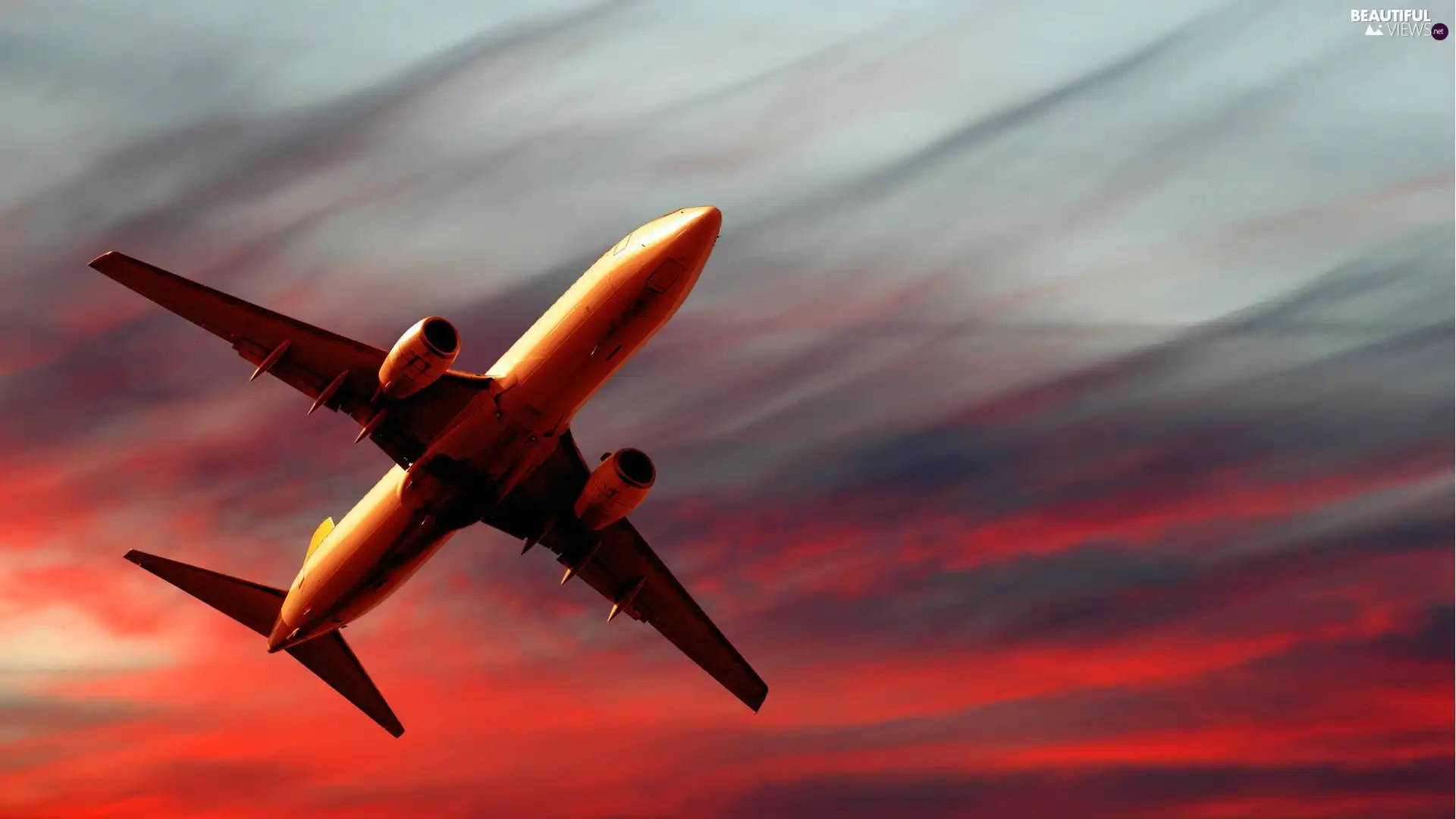 Great Sunsets, Red, Sky, Jet