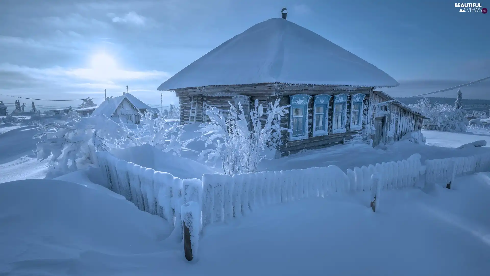 fence, snow, house, snowy, winter