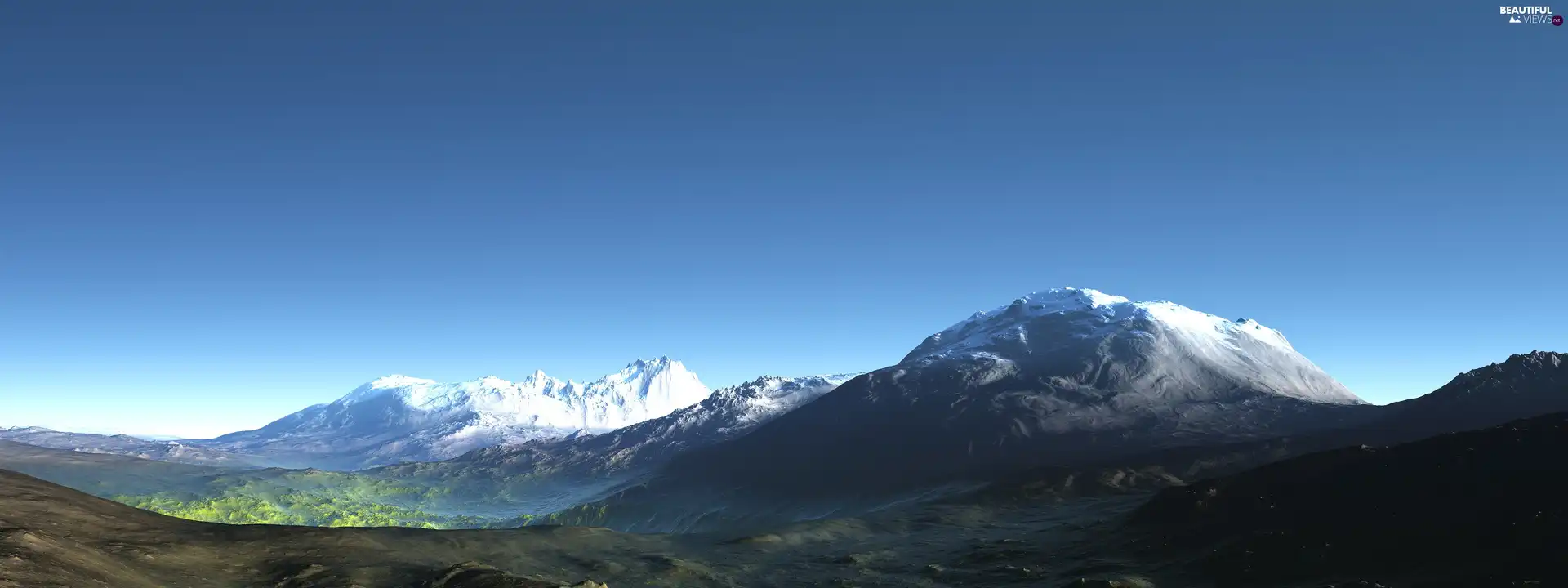 Mountains, snow