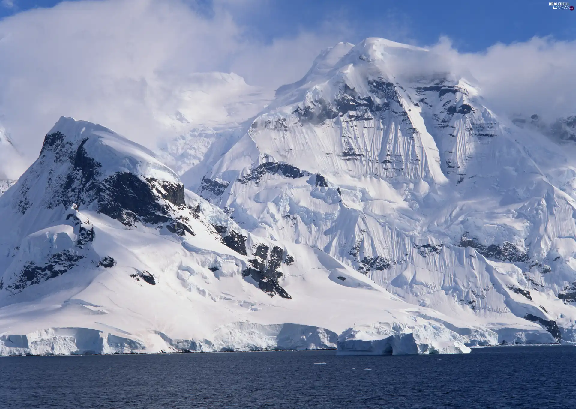 sea, height, snow, Mountains