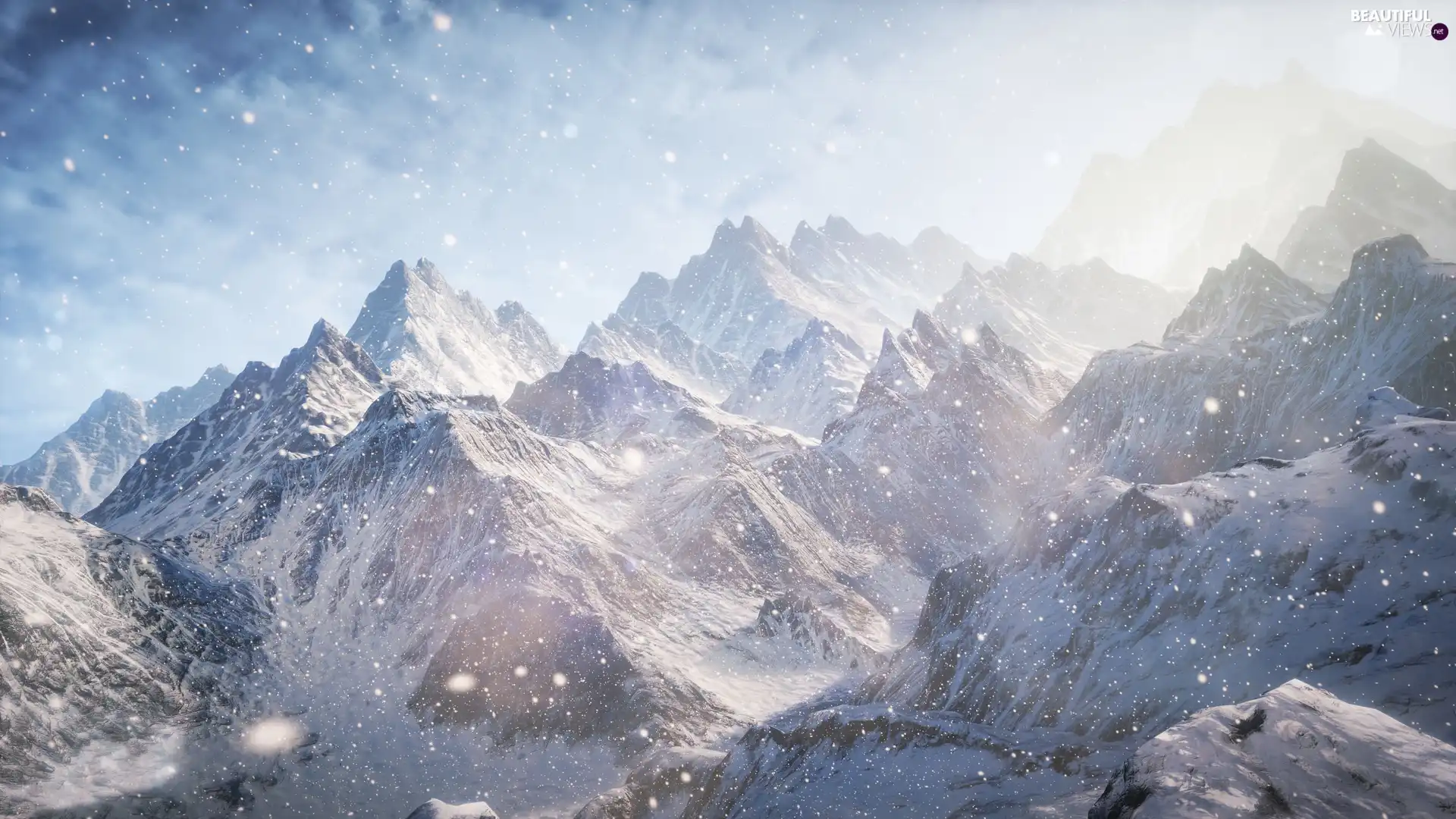 snow, Mountains, Sky