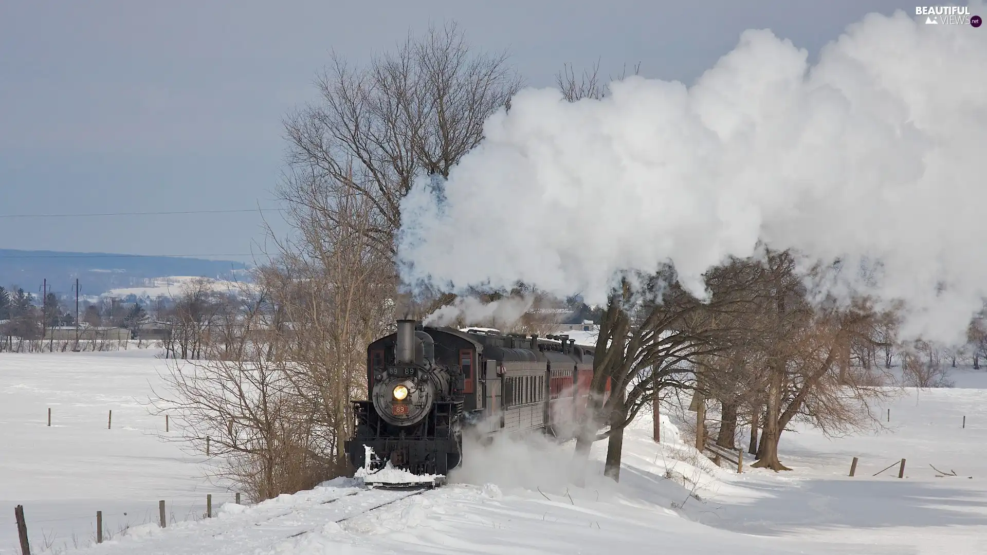 snow, Train, Steam