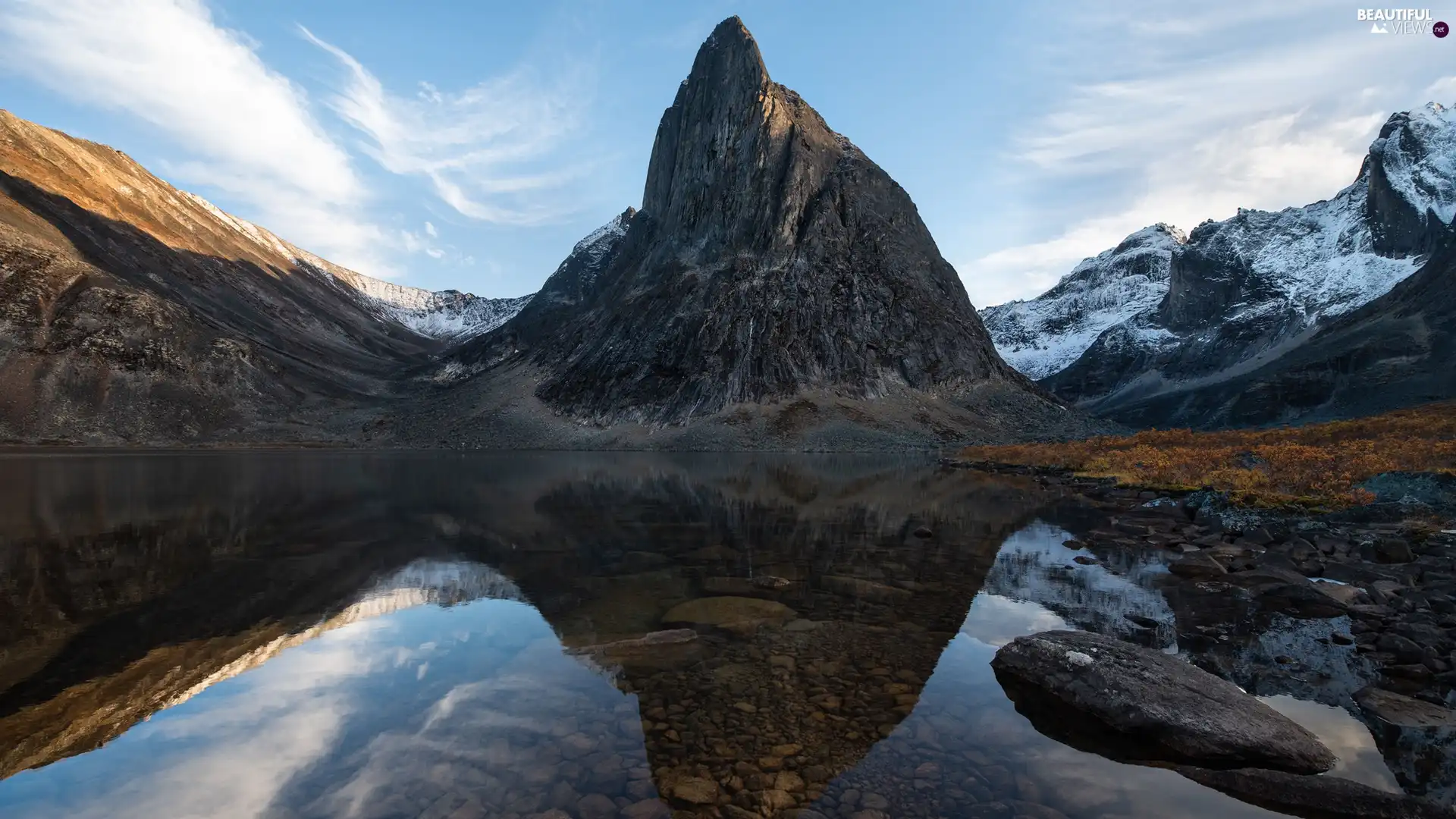 mount, snow, Stones, Mountains, lake