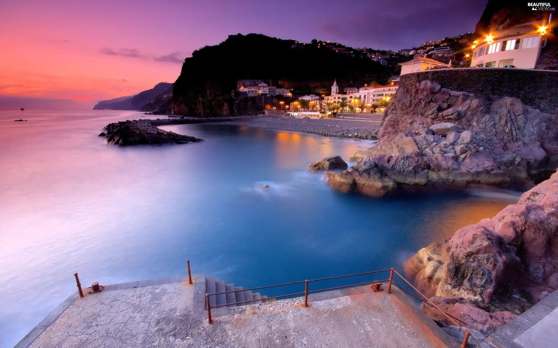 Coast, Portugal, Town, twilight, Rocky, Ponta do Sol