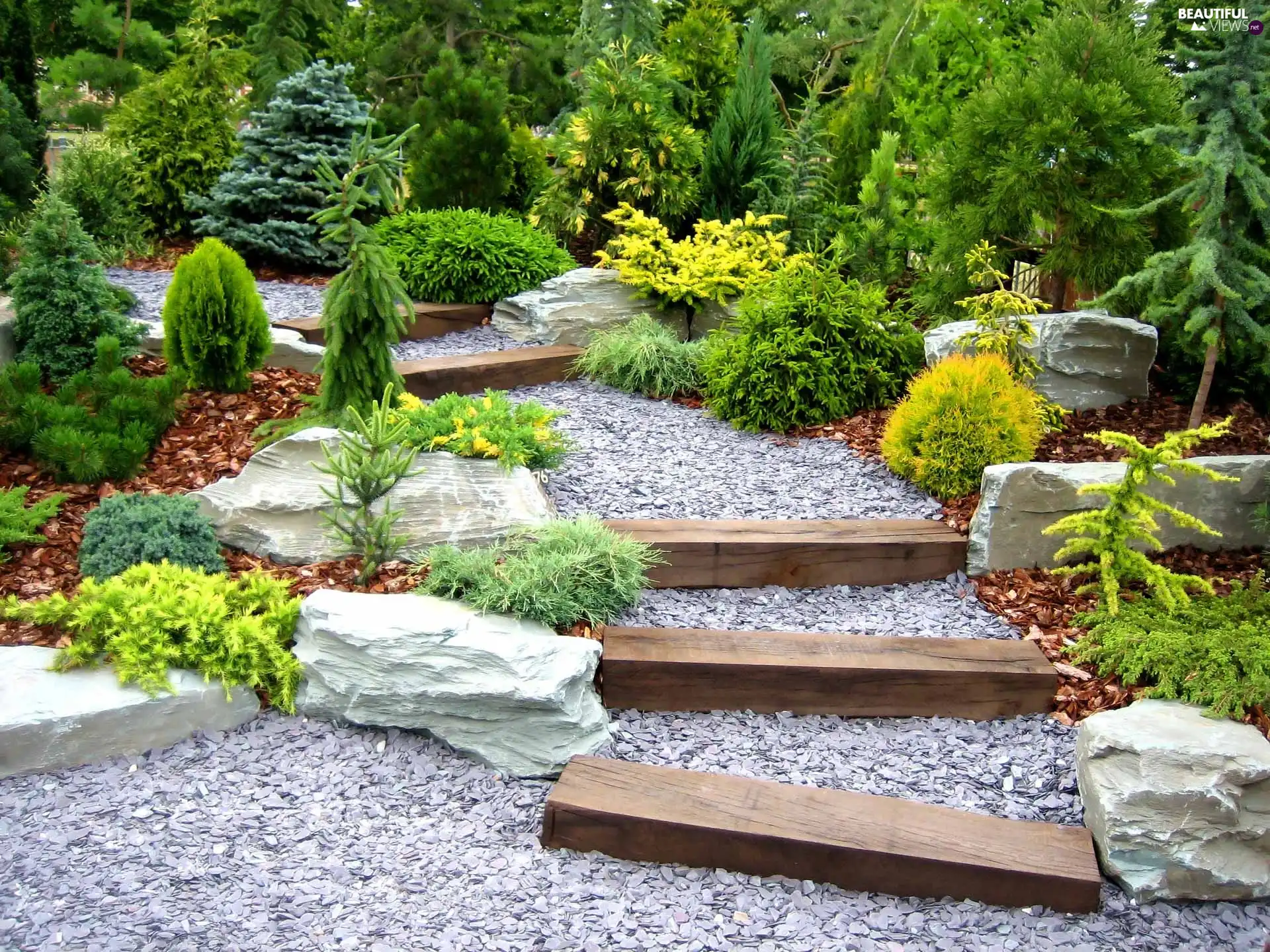 Stairs, Garden, Stones