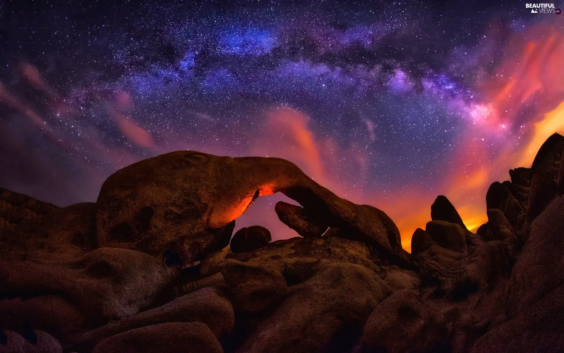 Joshua Tree National Park, star, The United States, Sky, rocks, State of California, Star way