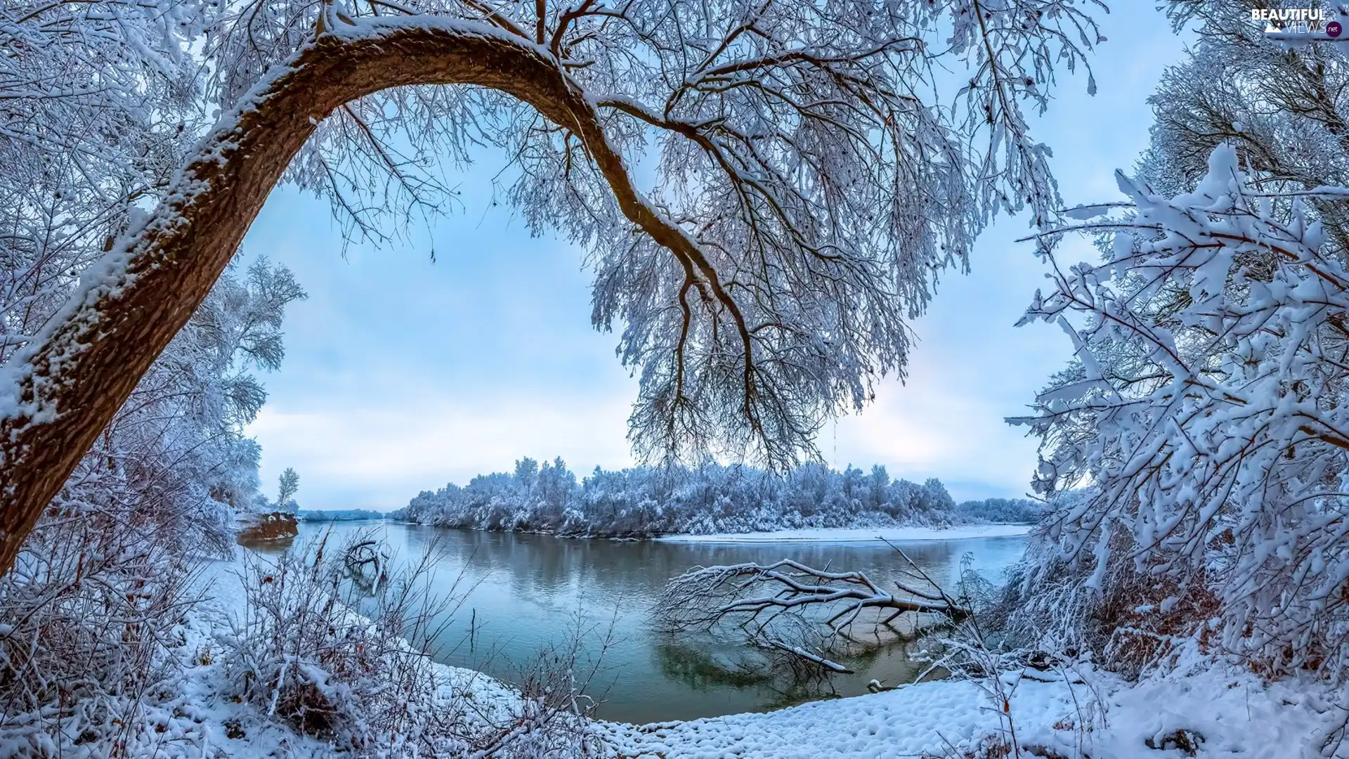 Stavropol Krai, Russia, snow, Snowy, viewes, Terek River, winter ...