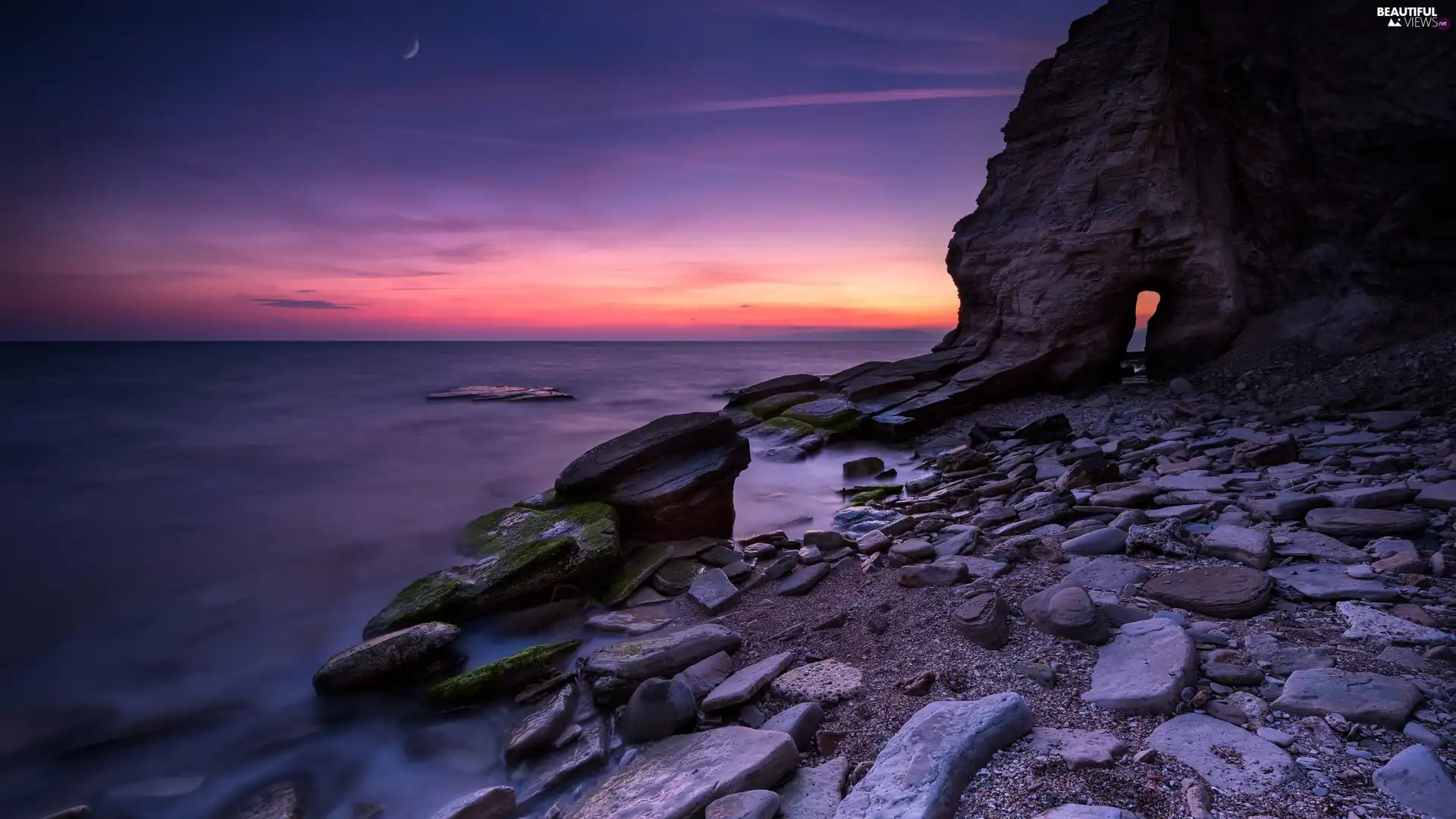 sea, Stones, Great Sunsets, Rocks
