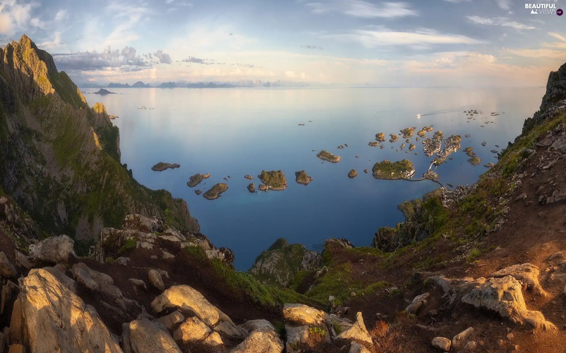 Mountains, Lofoten, Islets, Norwegian Sea, Norway, rocks, Stones