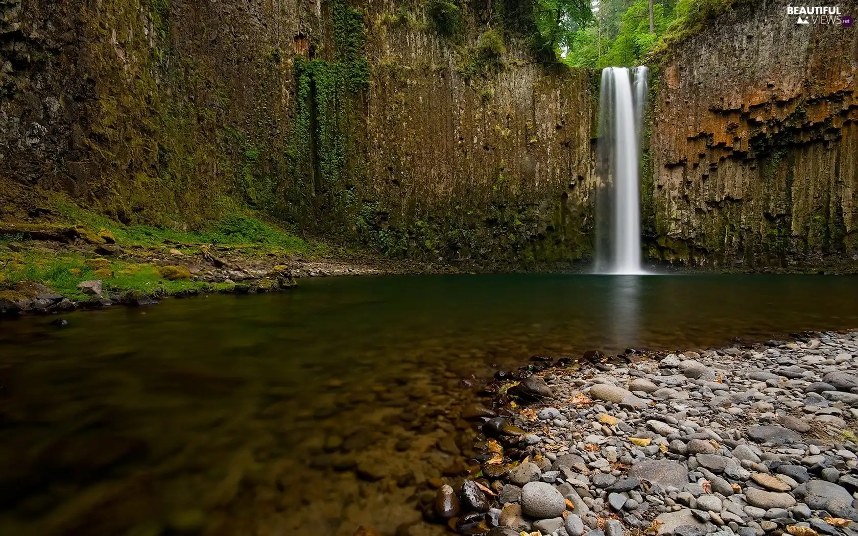 Stones, waterfall, River