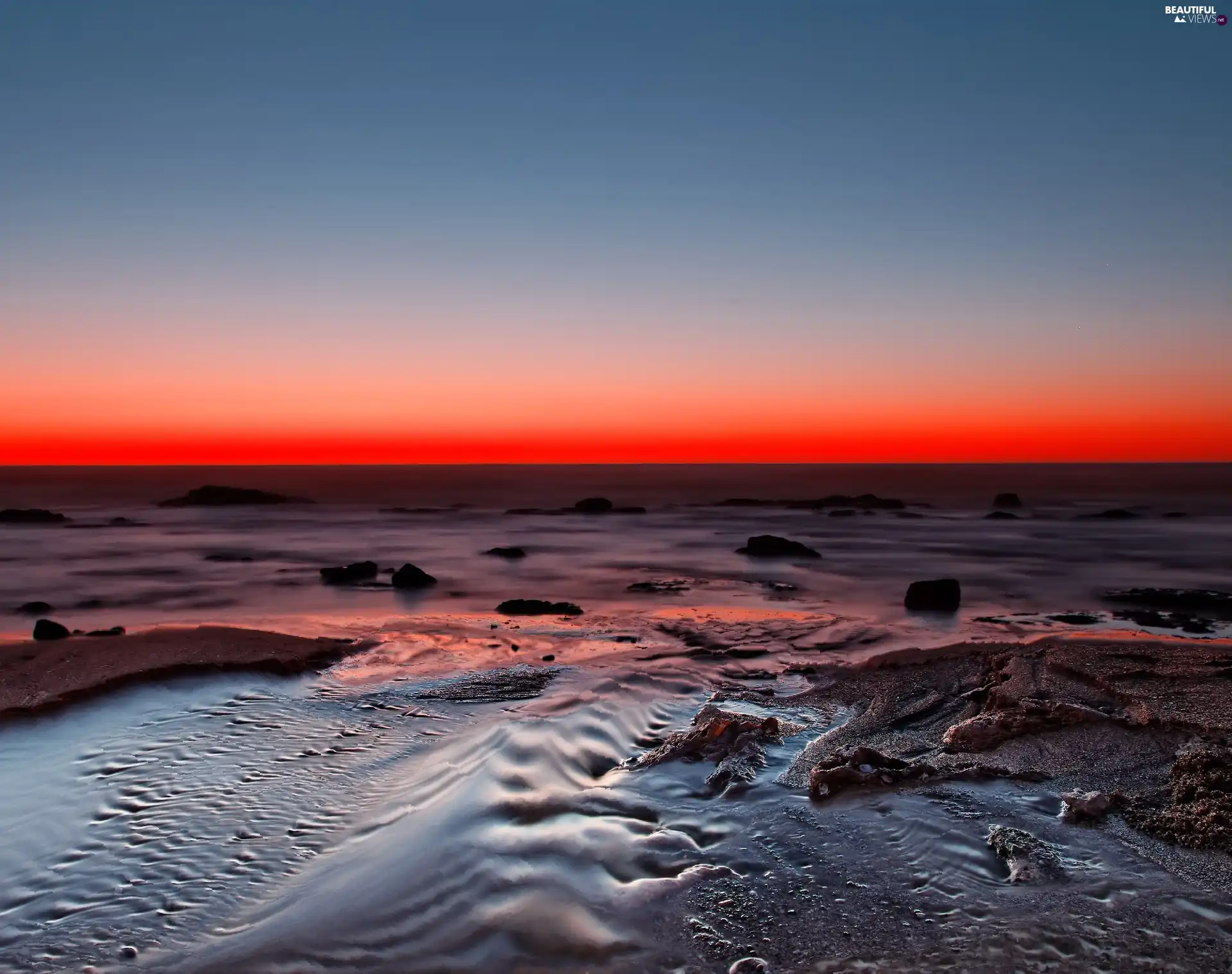 sea, sun, Stones, west