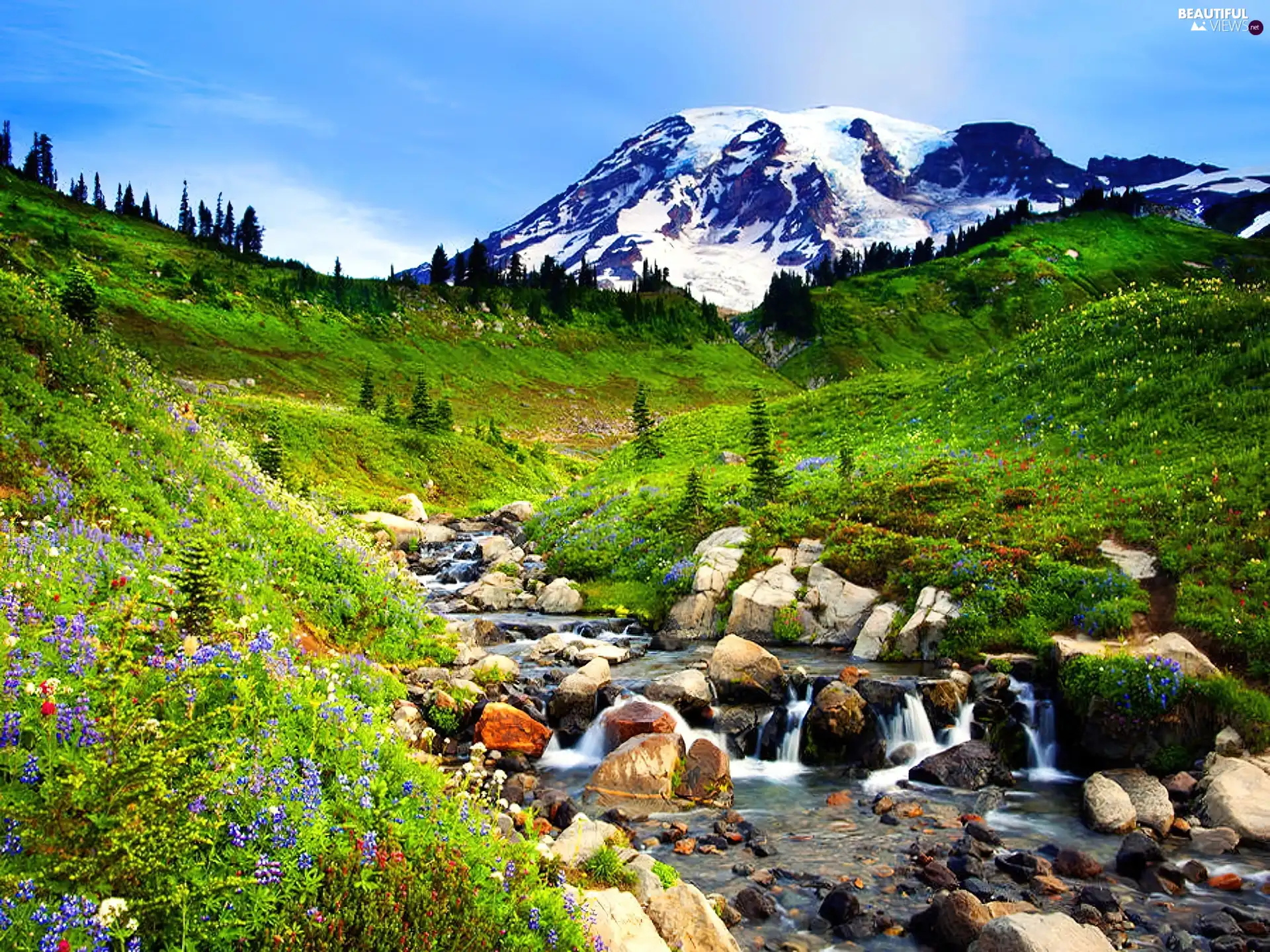 Stones, Mountains, stream