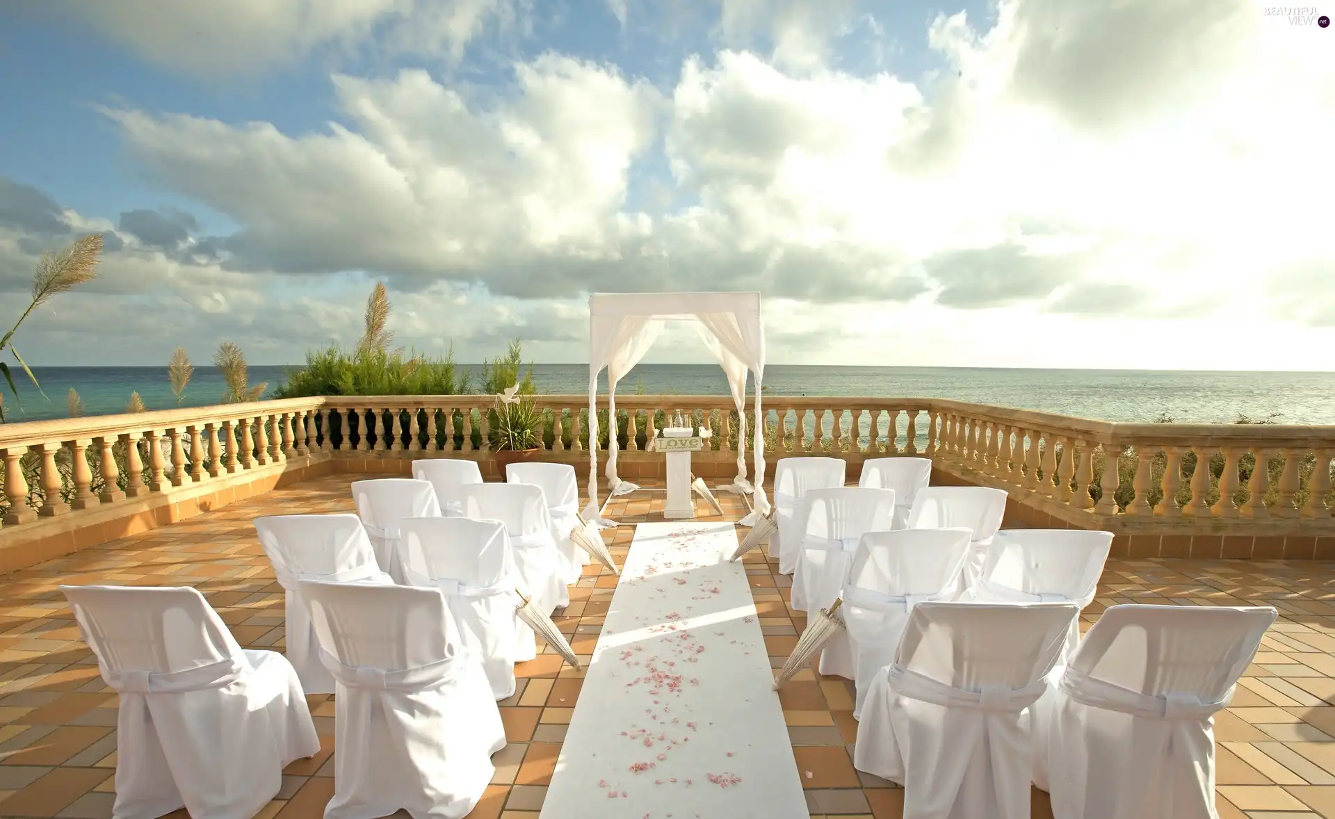 Stool, sea, terrace