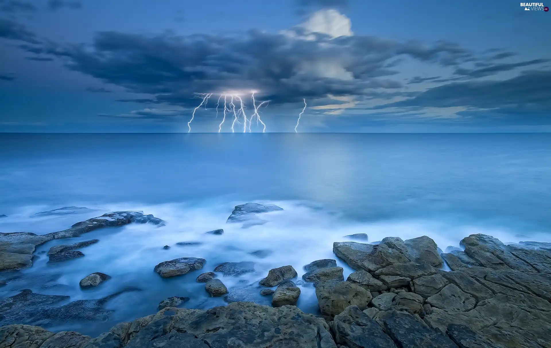 Storm, sea, Stones
