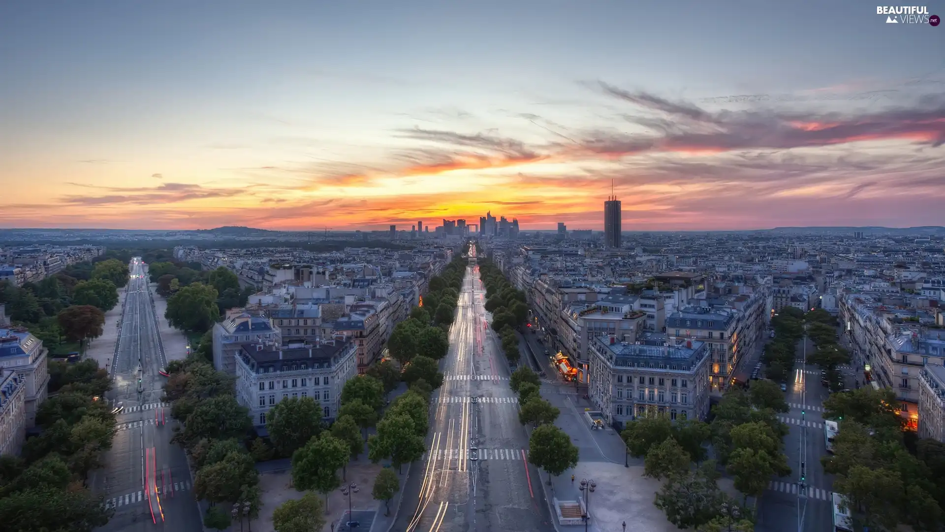 Streets, Great Sunsets, panorama, town, Paris