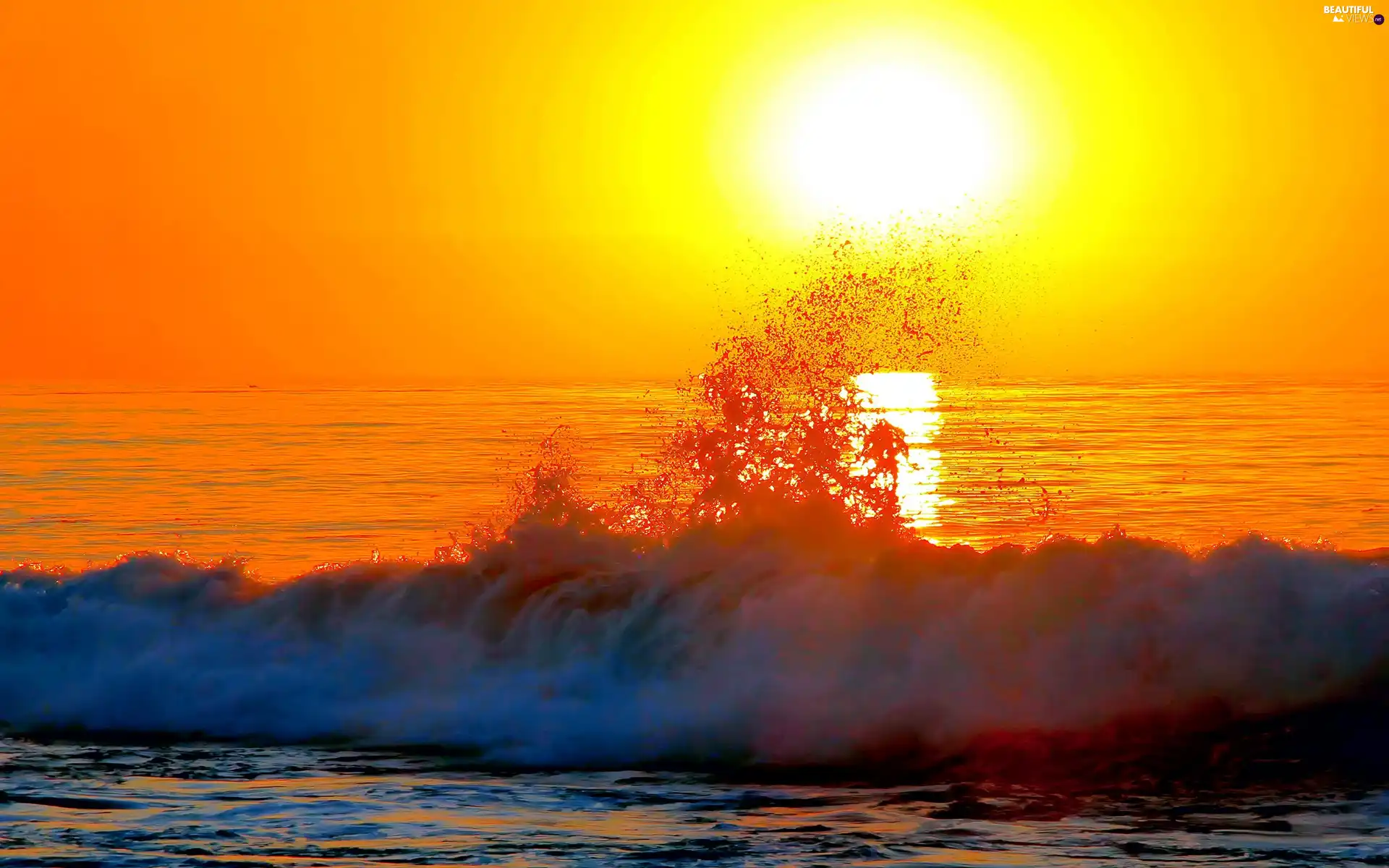 sea, Great Sunsets, summer, Waves