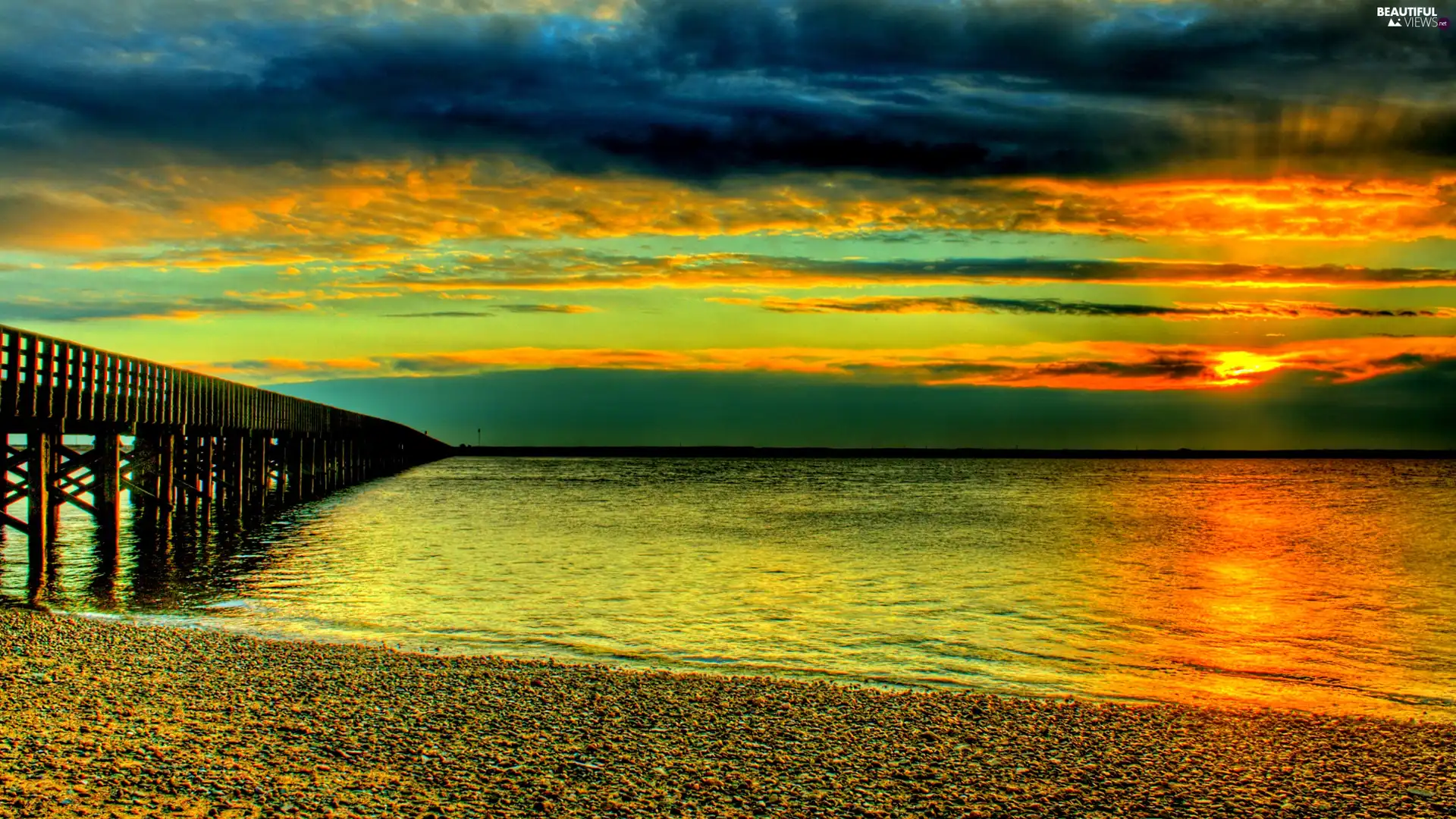 Beaches, sea, sun, pier, west, rocky