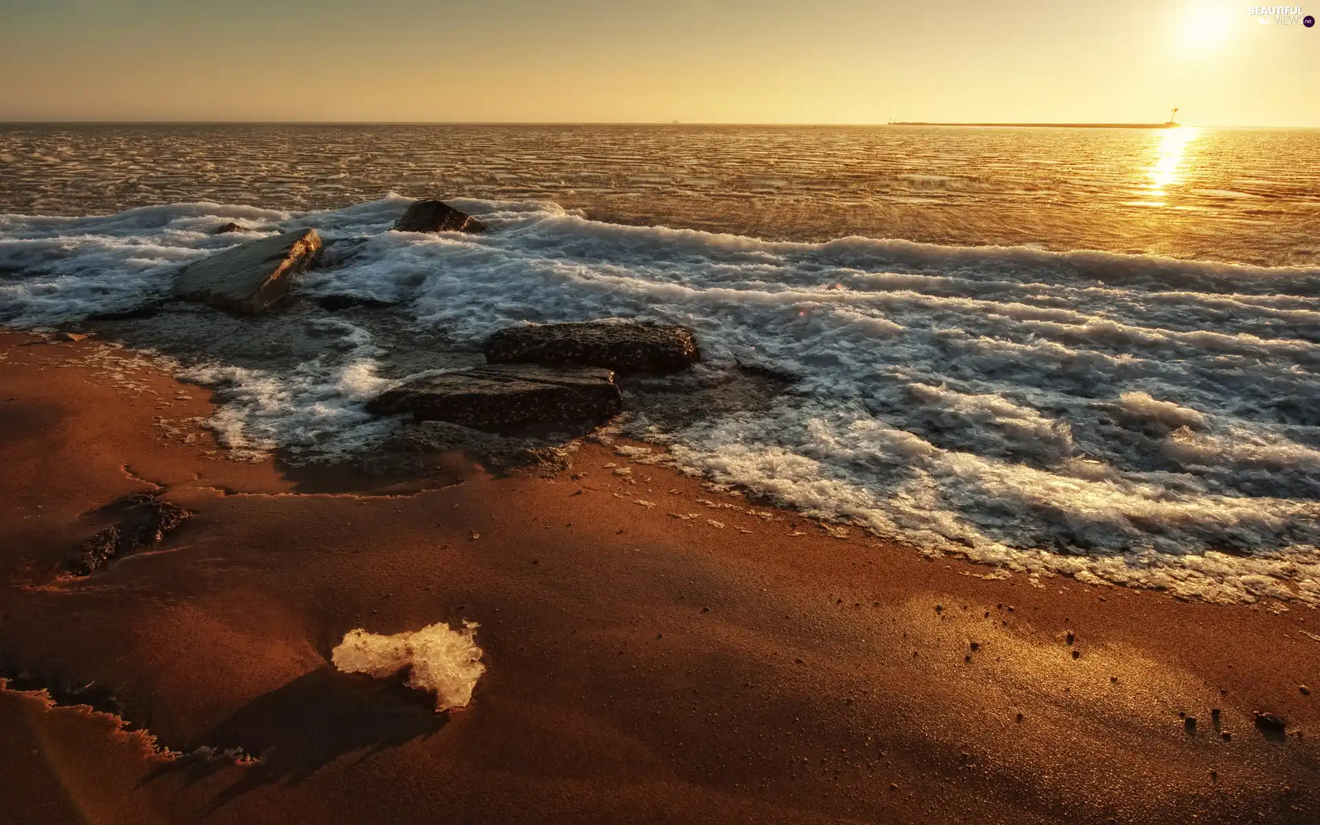 sea, Beaches, sun, Waves