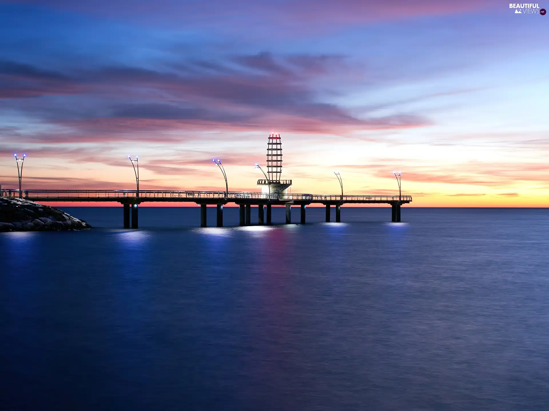 sea, east, sun, pier