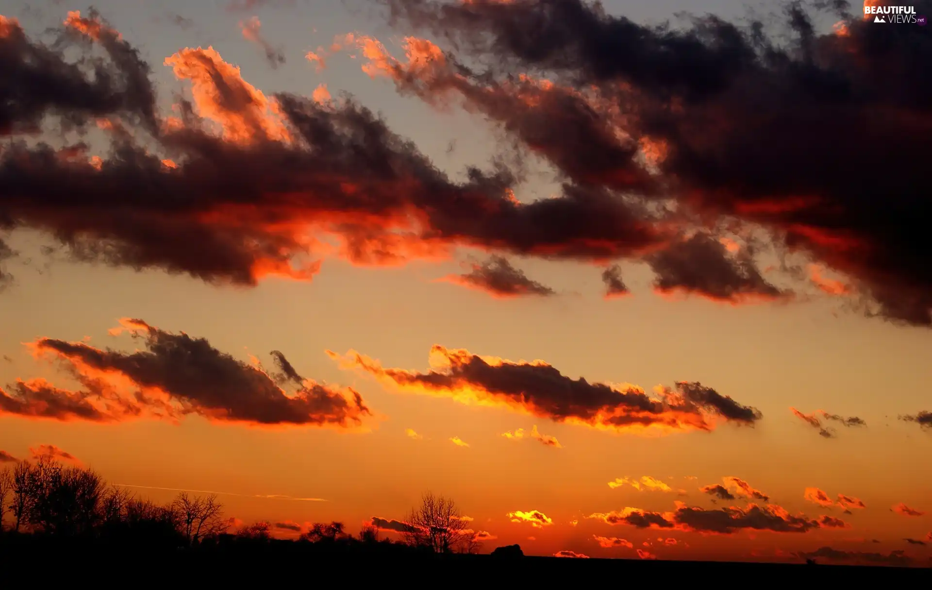 Sky, west, sun, clouds