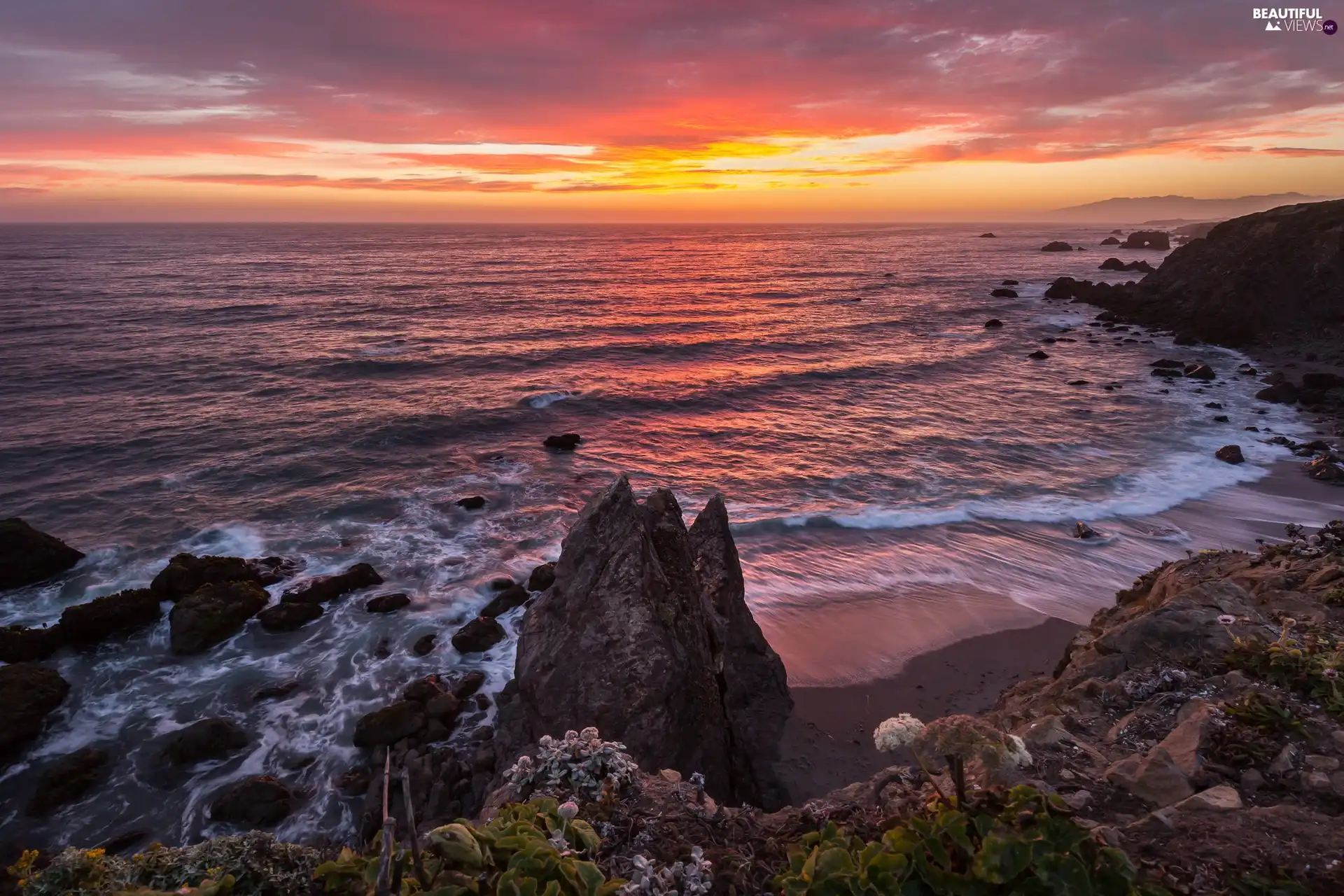 Coast, sea, sun, Stones, east, Rocky