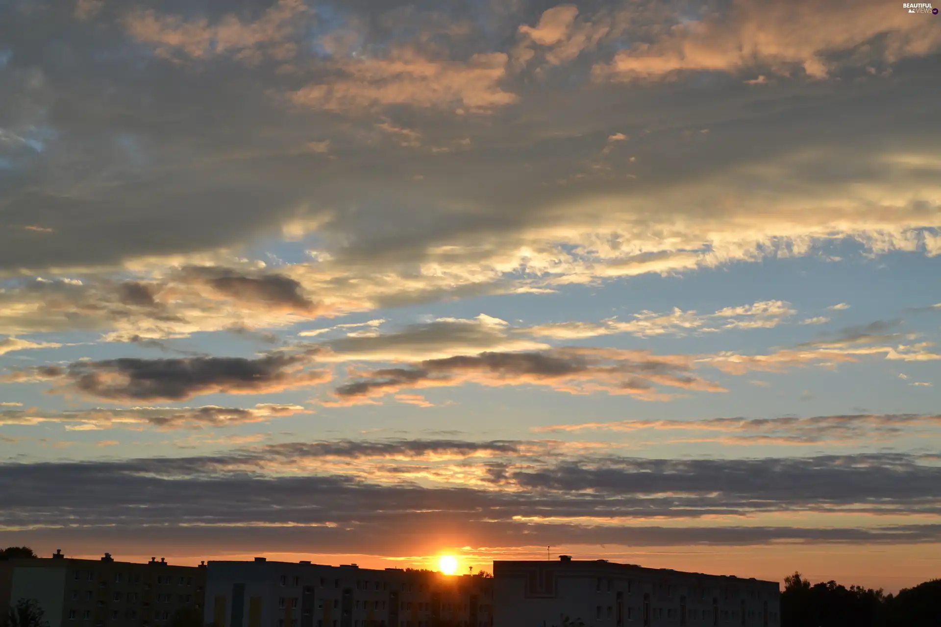 sun, clouds, west