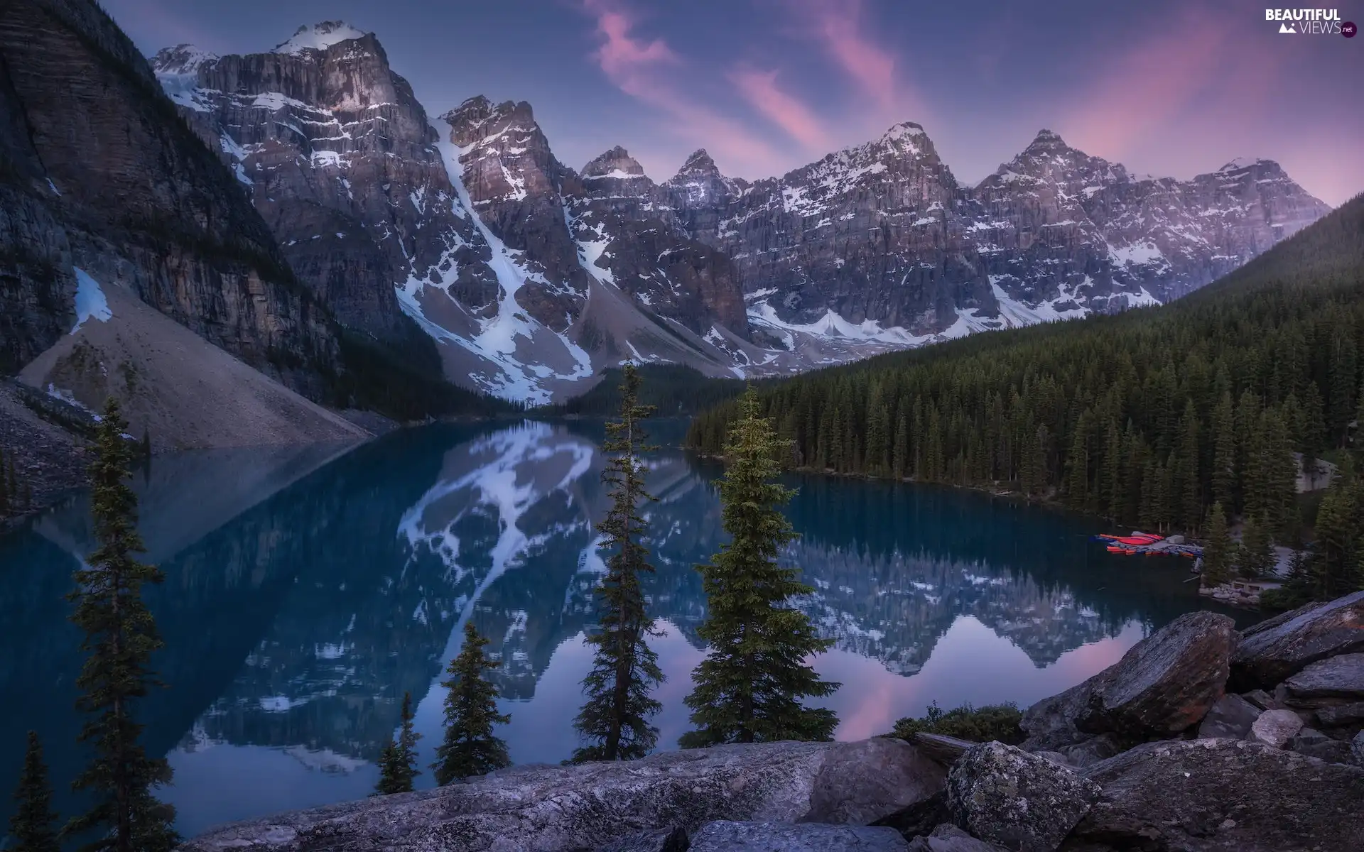 Banff National Park, Canada, Lake Moraine, Sunrise, Mountains, Province of Alberta
