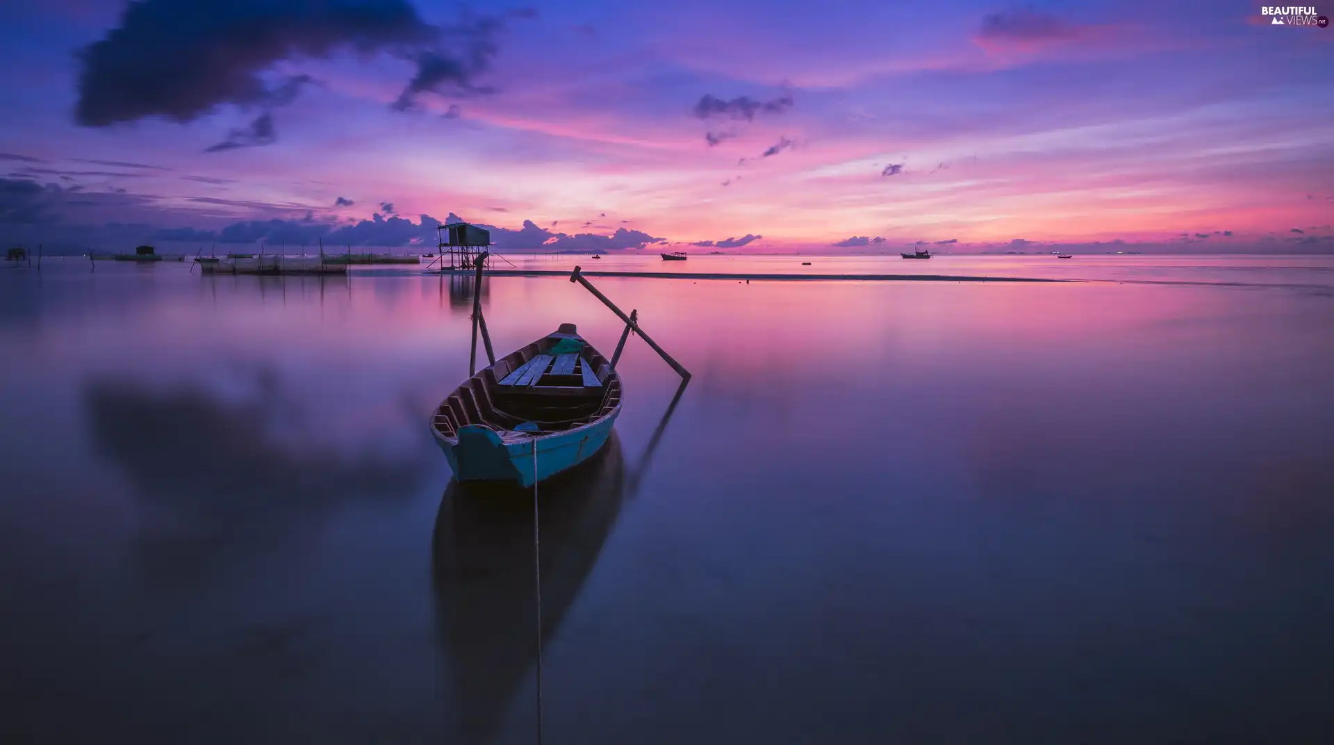 Boat, sea, Great Sunsets