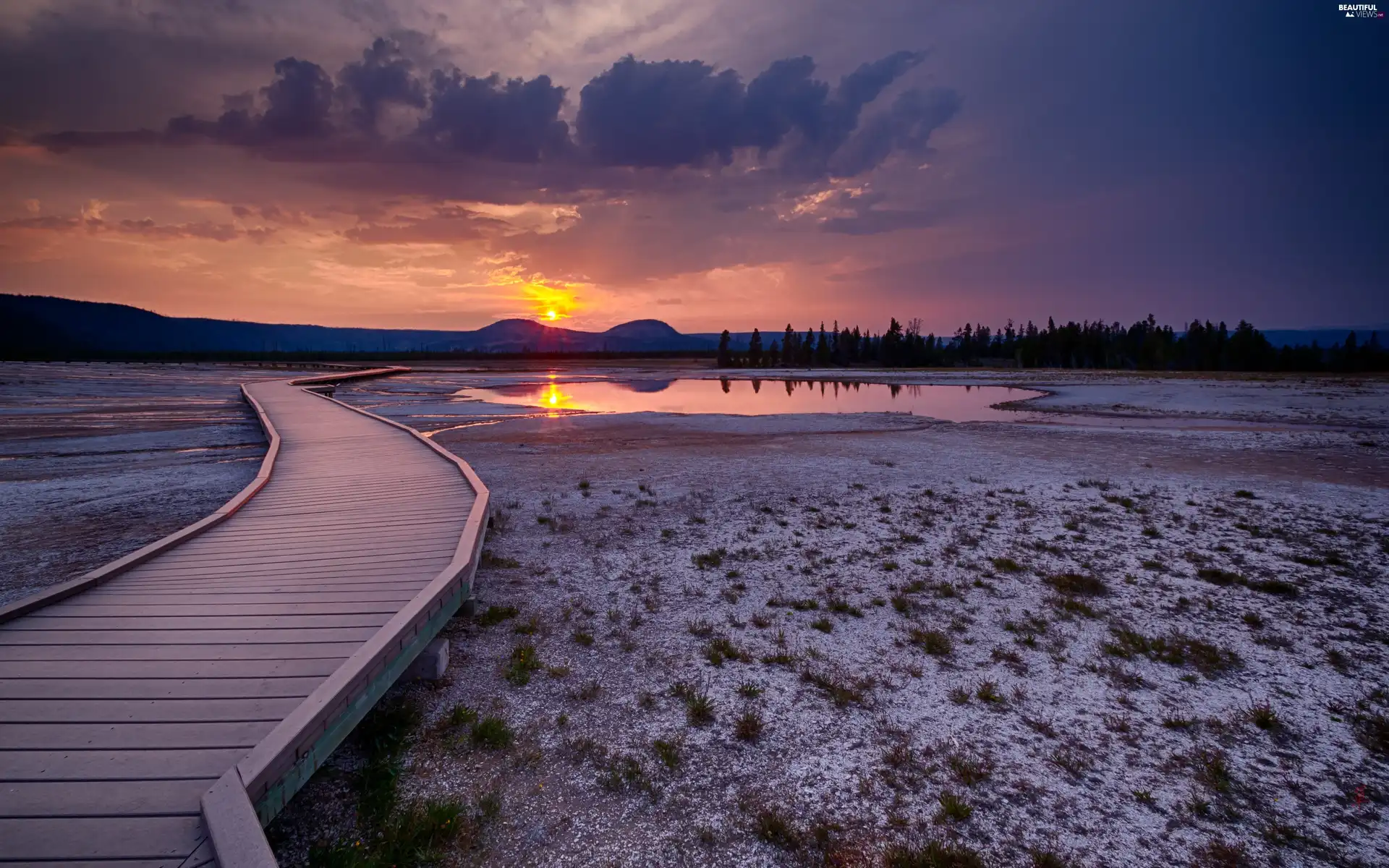 The dried, lake, west, sun, Beatyfull