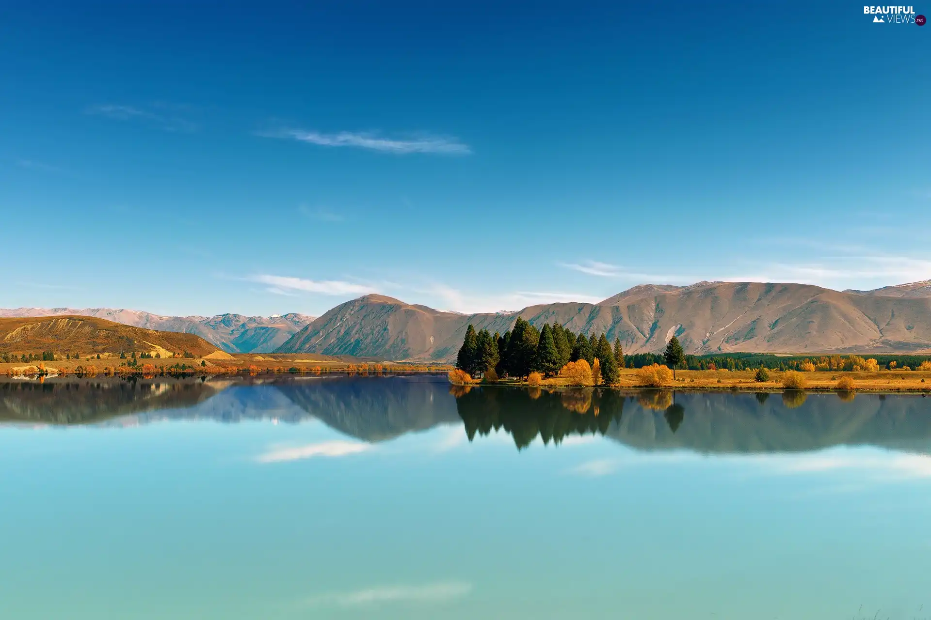 lake, viewes, The Hills, trees