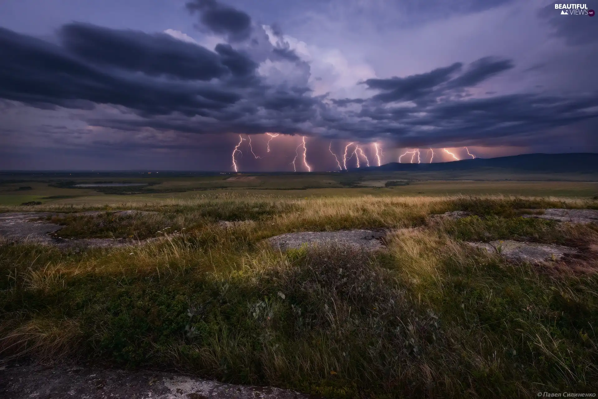 Storm, Cloud, Meadow, thunderbolt